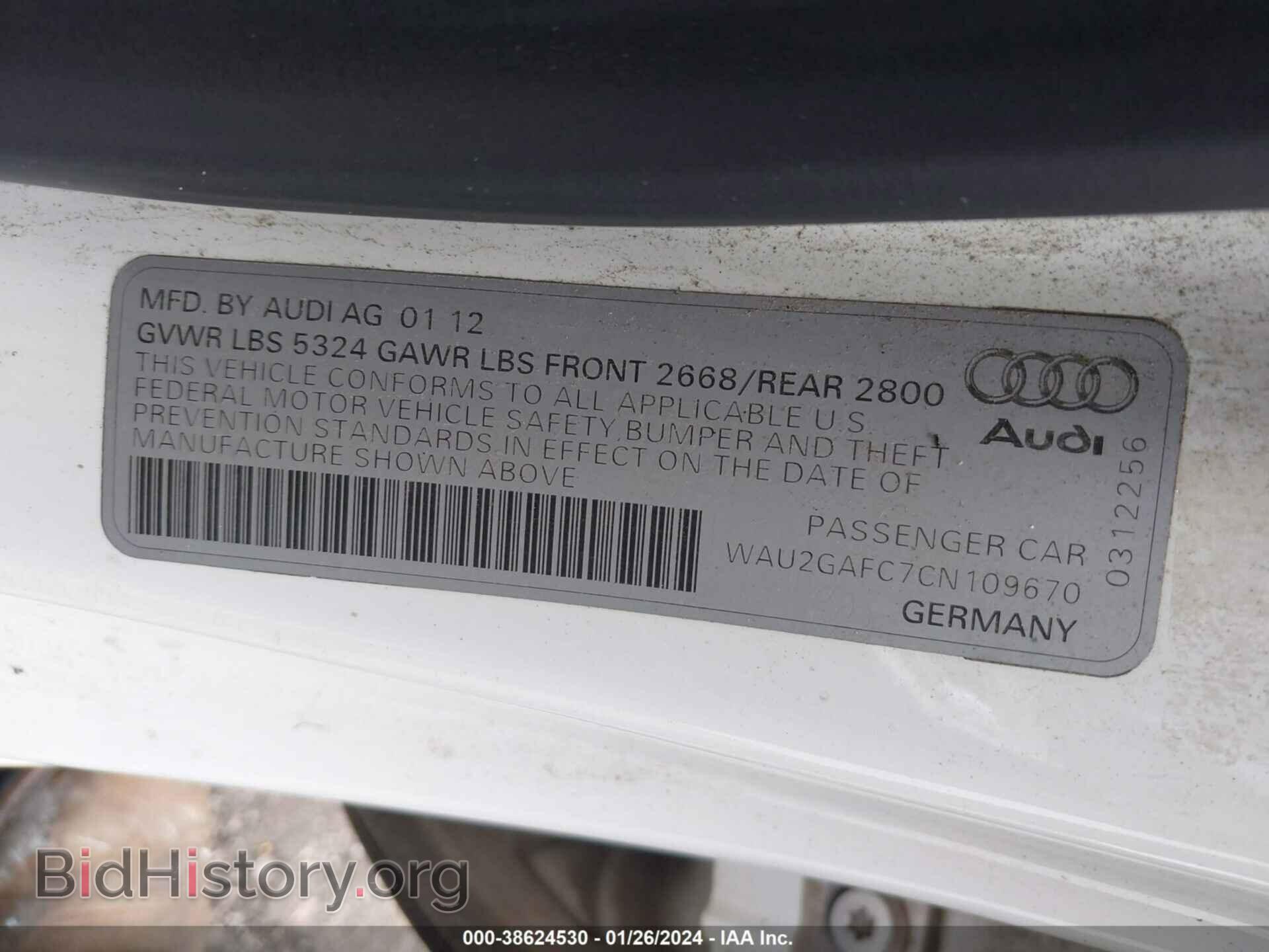 2012 AUDI A7 - VIN: WAU2GAFC7CN109670 - Фото 9