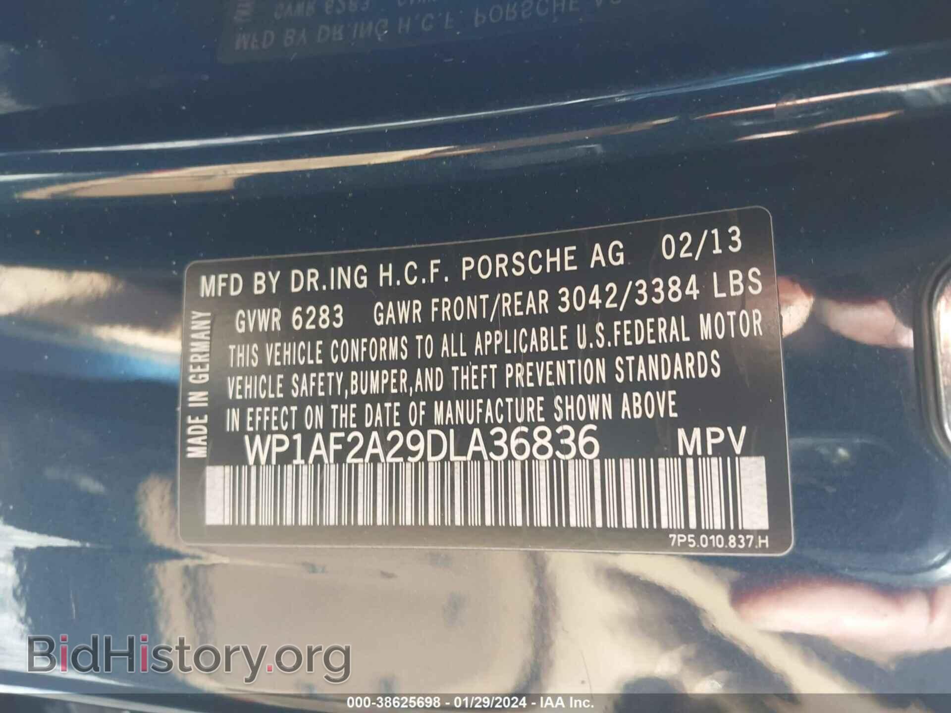 2013 PORSCHE CAYENNE - VIN: WP1AF2A29DLA36836 - Фото 9