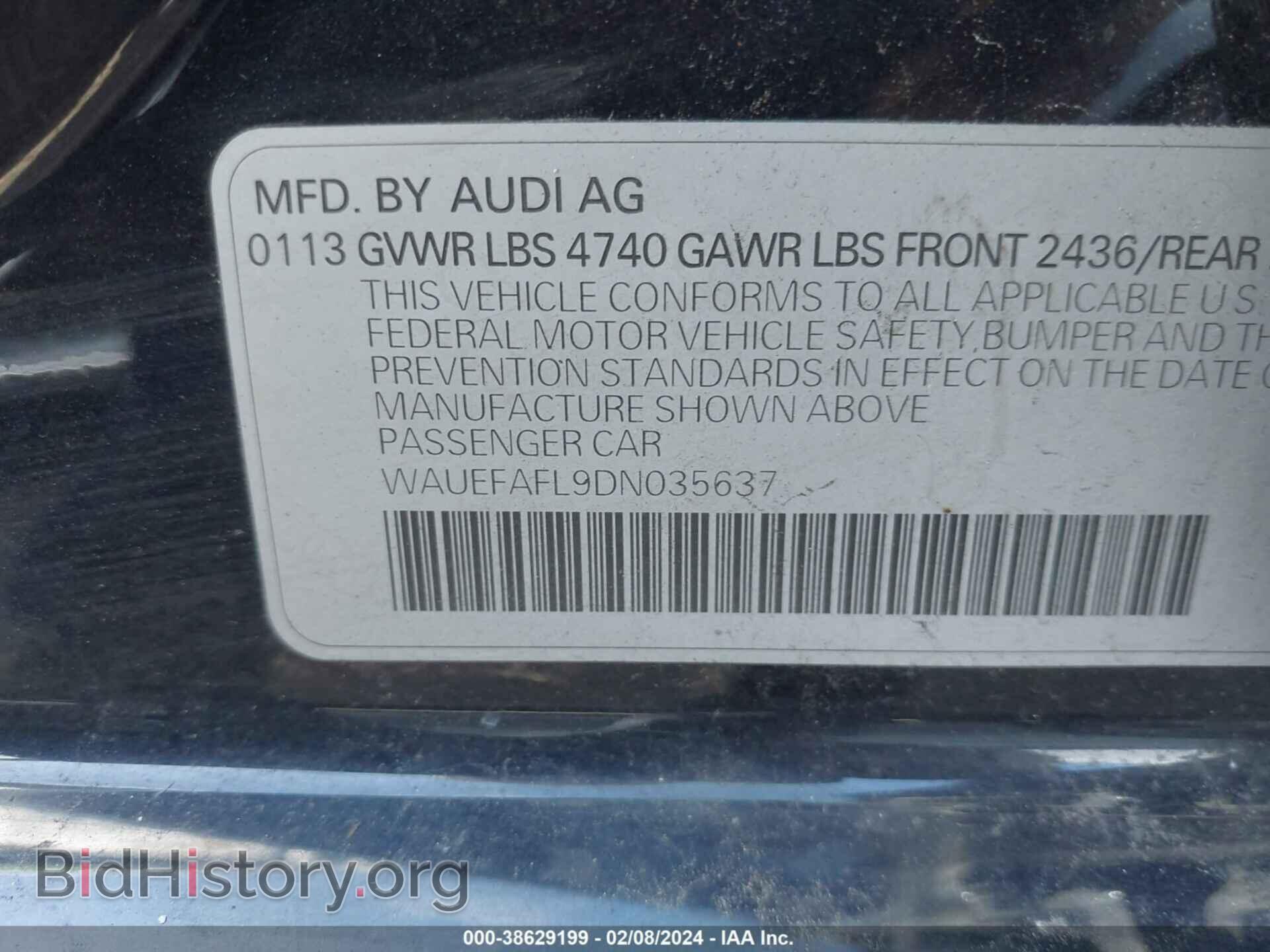 2013 AUDI A4 - VIN: WAUEFAFL9DN035637 - Фото 9