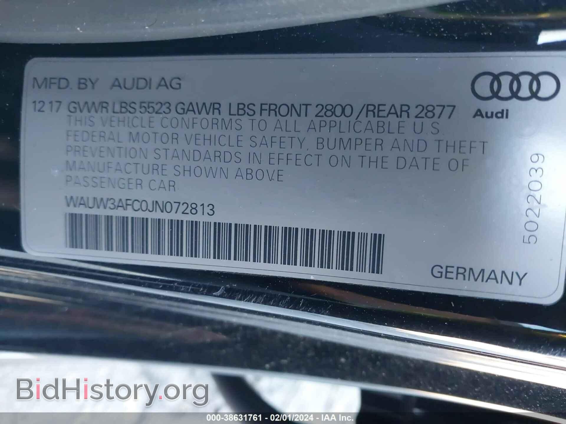 2018 AUDI A7 - VIN: WAUW3AFC0JN072813 - Фото 9