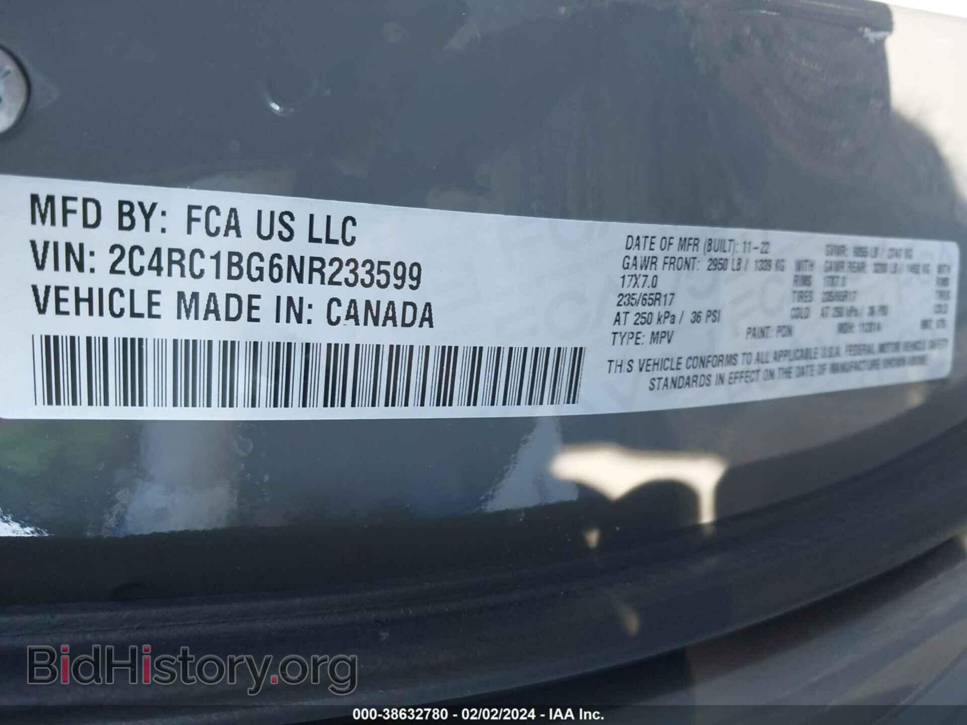 2022 CHRYSLER PACIFICA - VIN: 2C4RC1BG6NR233599 - Фото 9