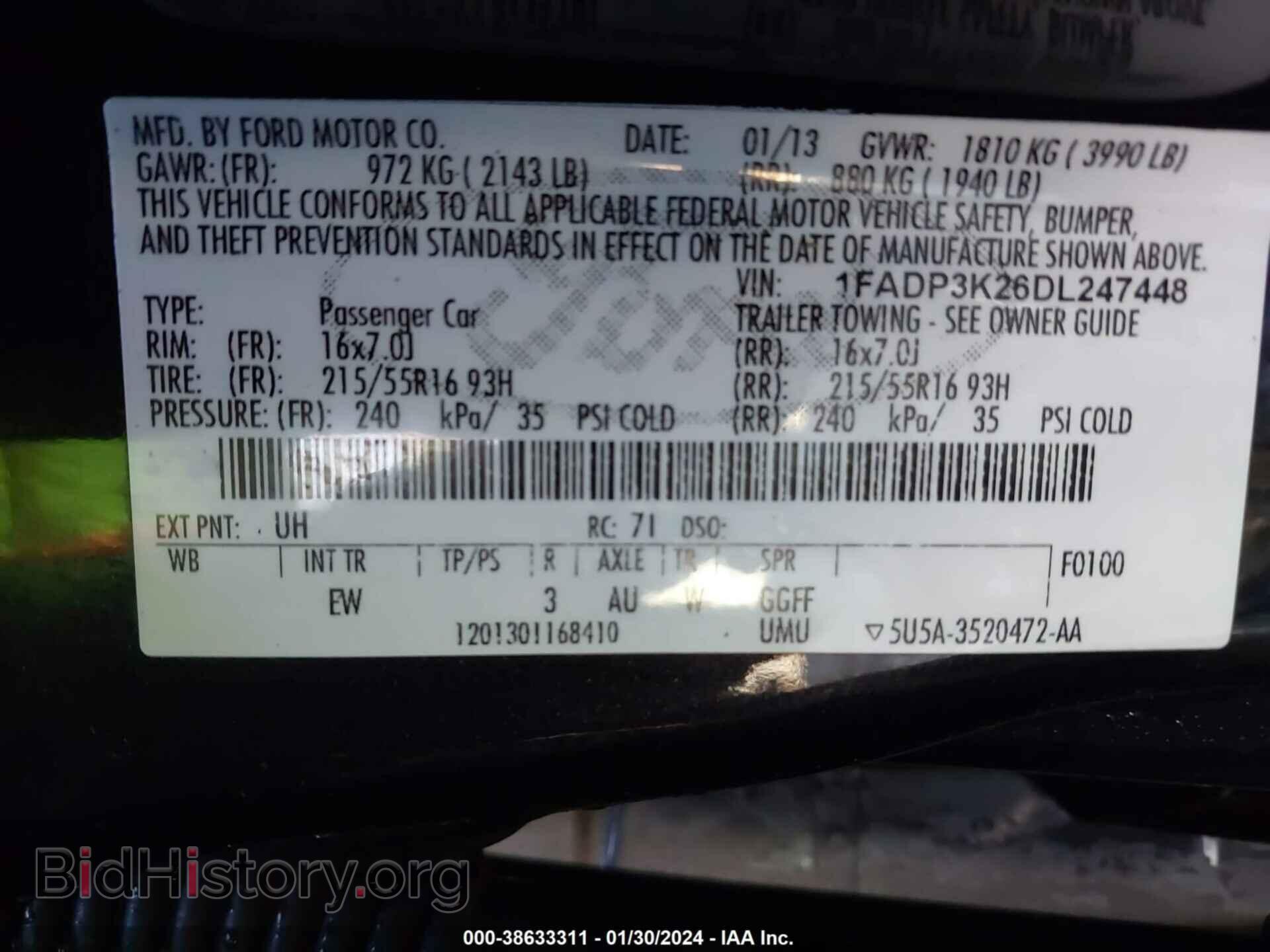 2013 FORD FOCUS - VIN: 1FADP3K26DL247448 - Фото 9