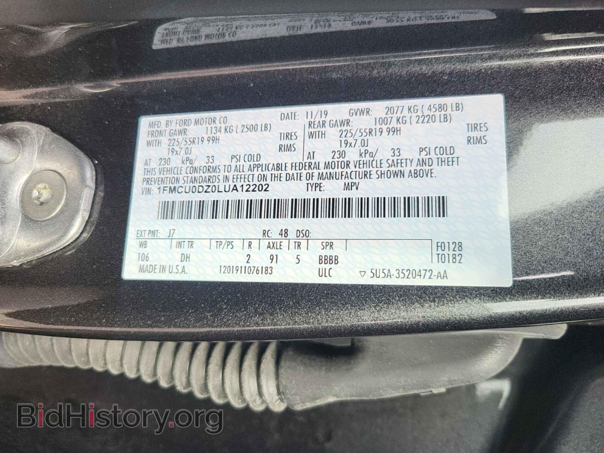 2020 FORD ESCAPE - VIN: 1FMCU0DZ0LUA12202 - Photo 9