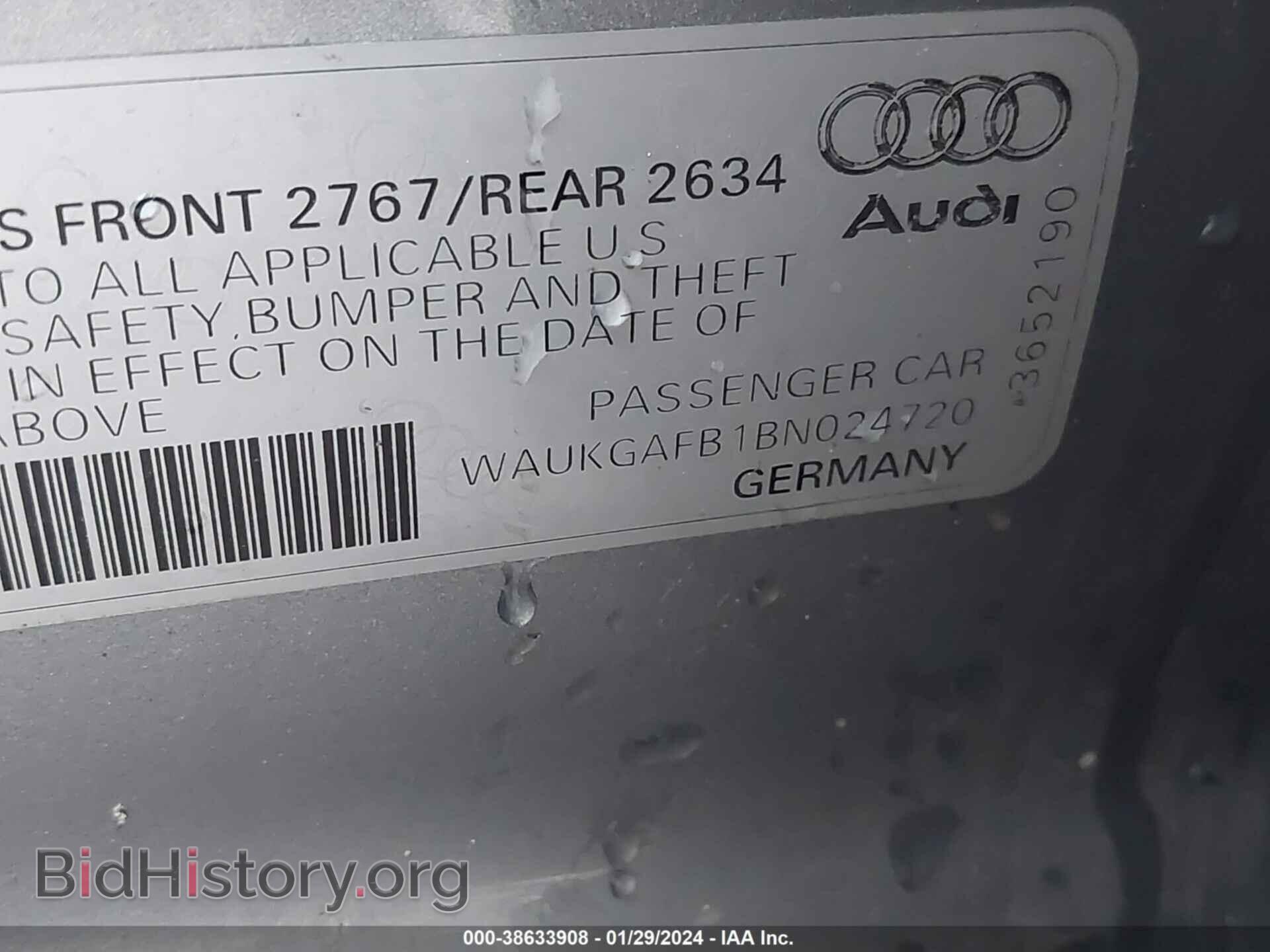 2011 AUDI A6 - VIN: WAUKGAFB1BN024720 - Фото 9