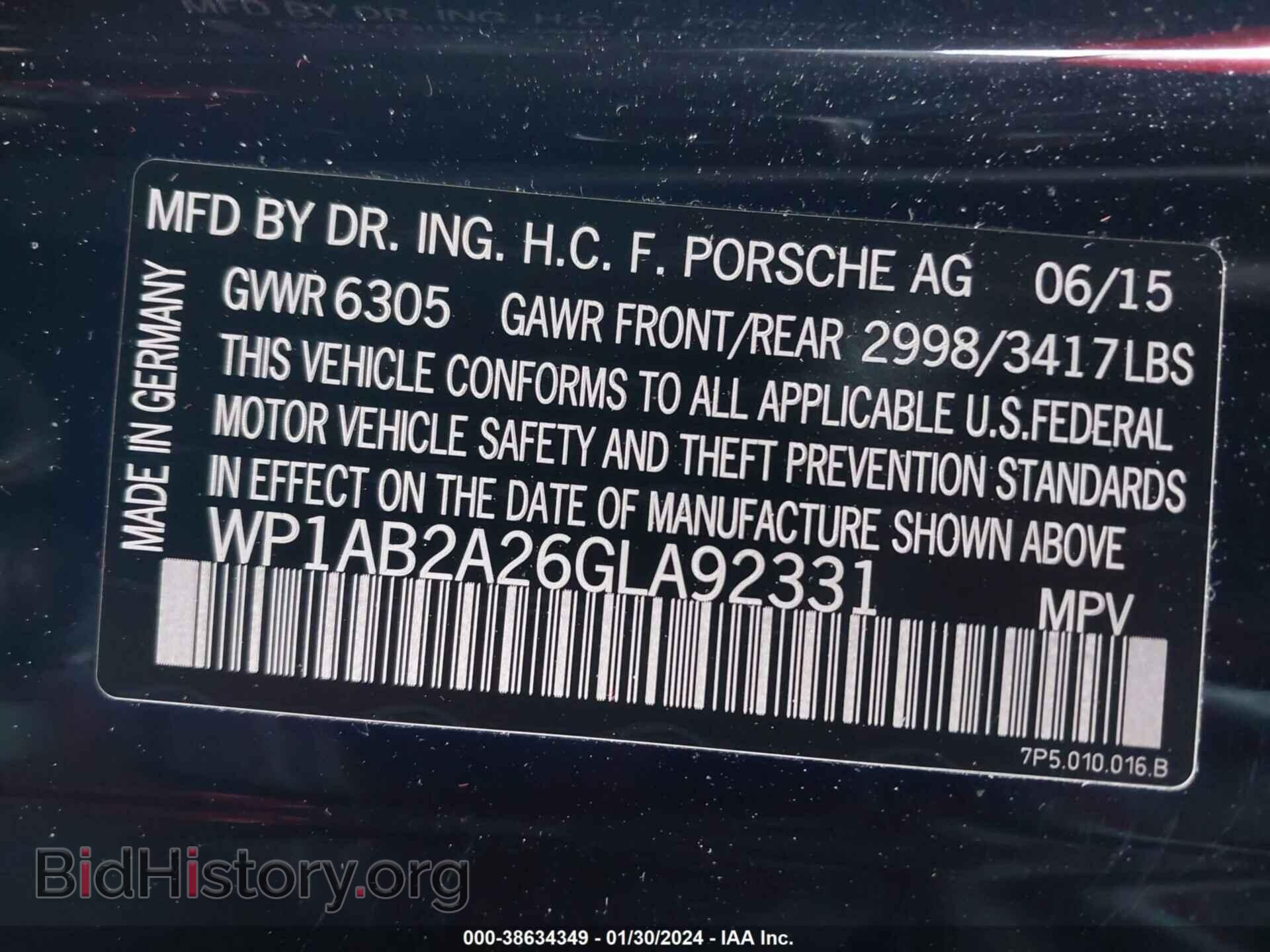 2016 PORSCHE CAYENNE - VIN: WP1AB2A26GLA92331 - Фото 9