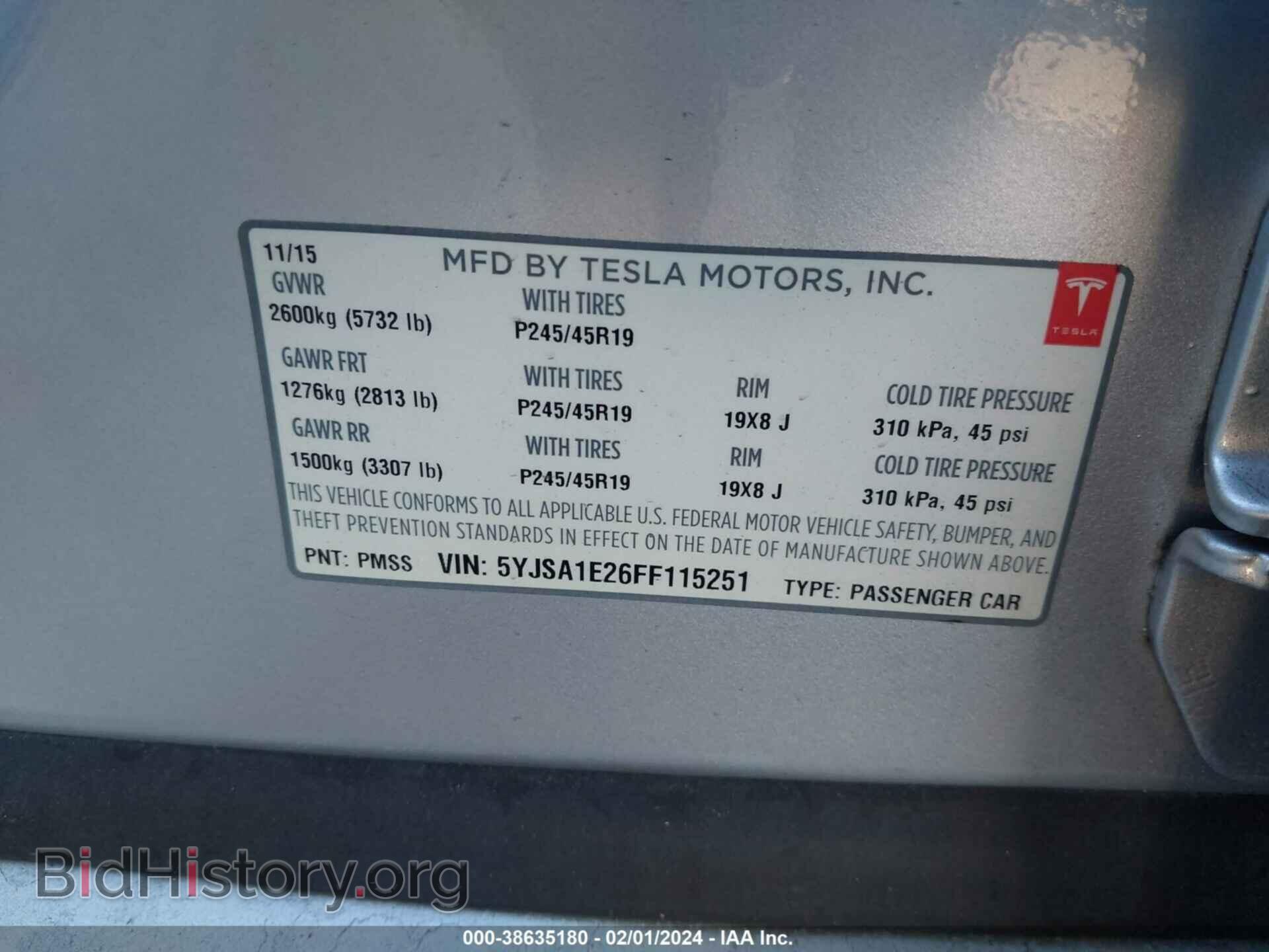 2015 TESLA MODEL S - VIN: 5YJSA1E26FF115251 - Photo 9