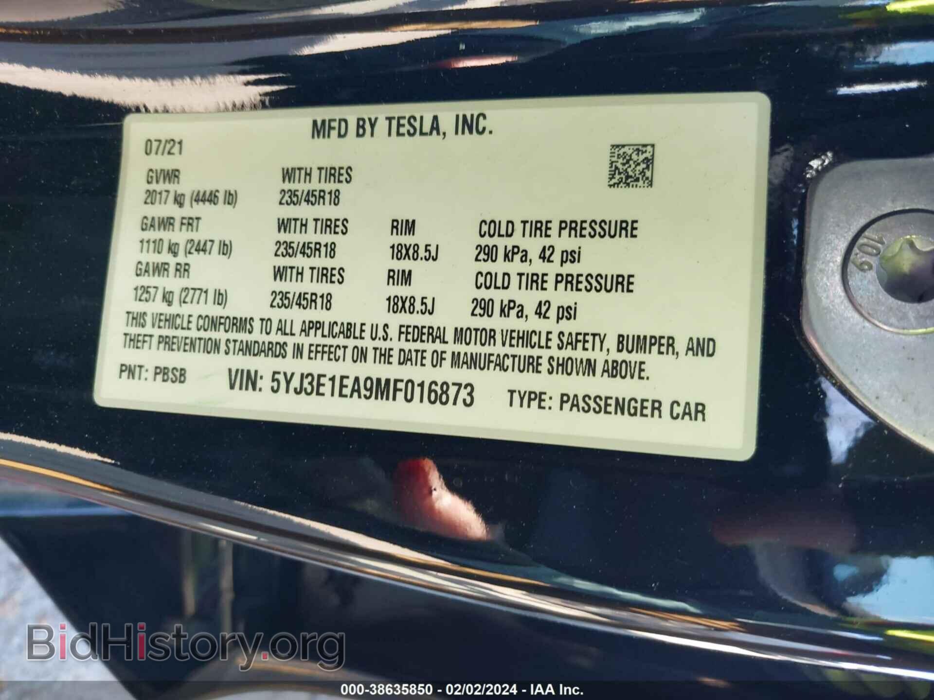 2021 TESLA MODEL 3 - VIN: 5YJ3E1EA9MF016873 - Photo 8
