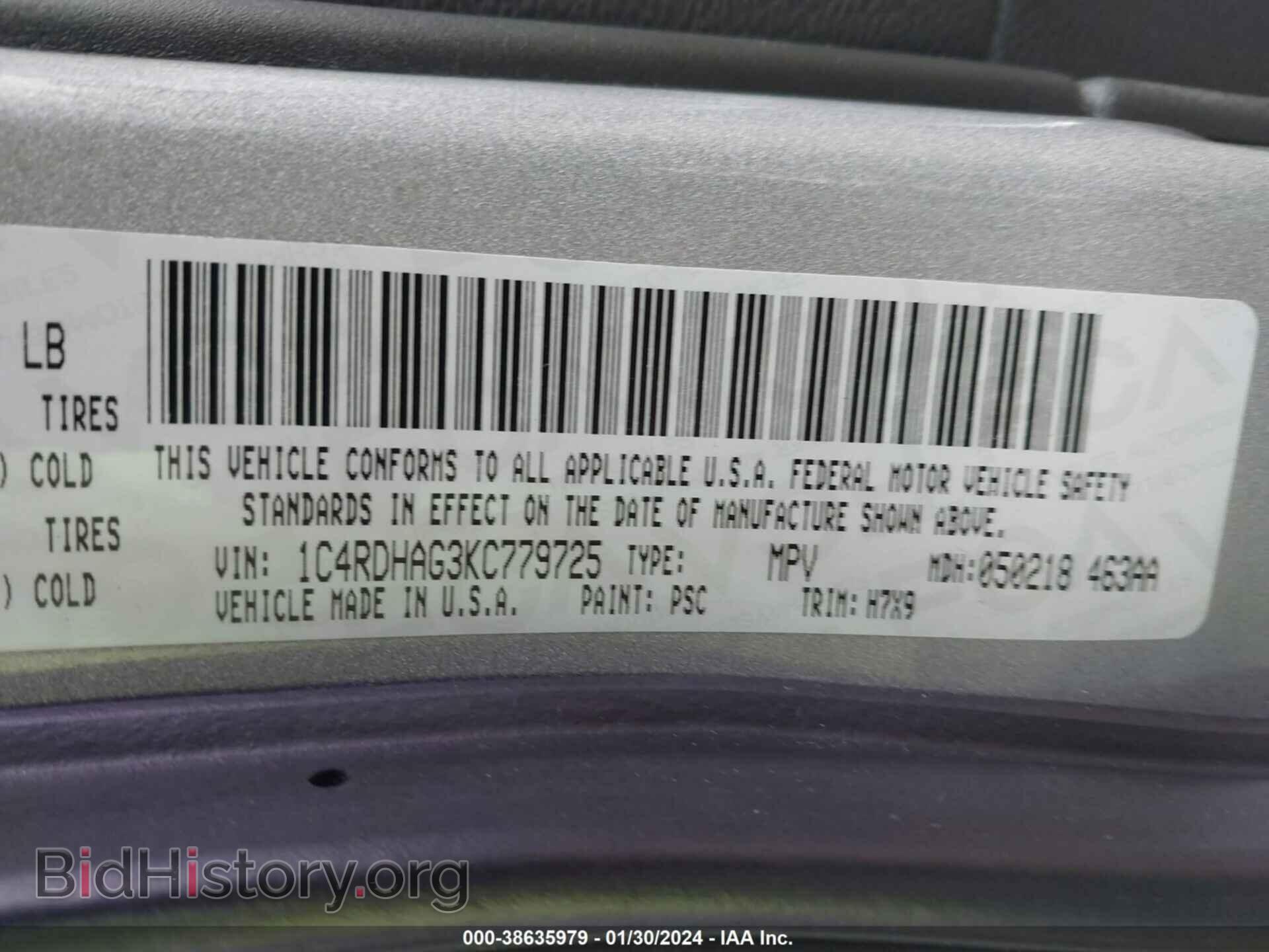 2019 DODGE DURANGO - VIN: 1C4RDHAG3KC779725 - Фото 9