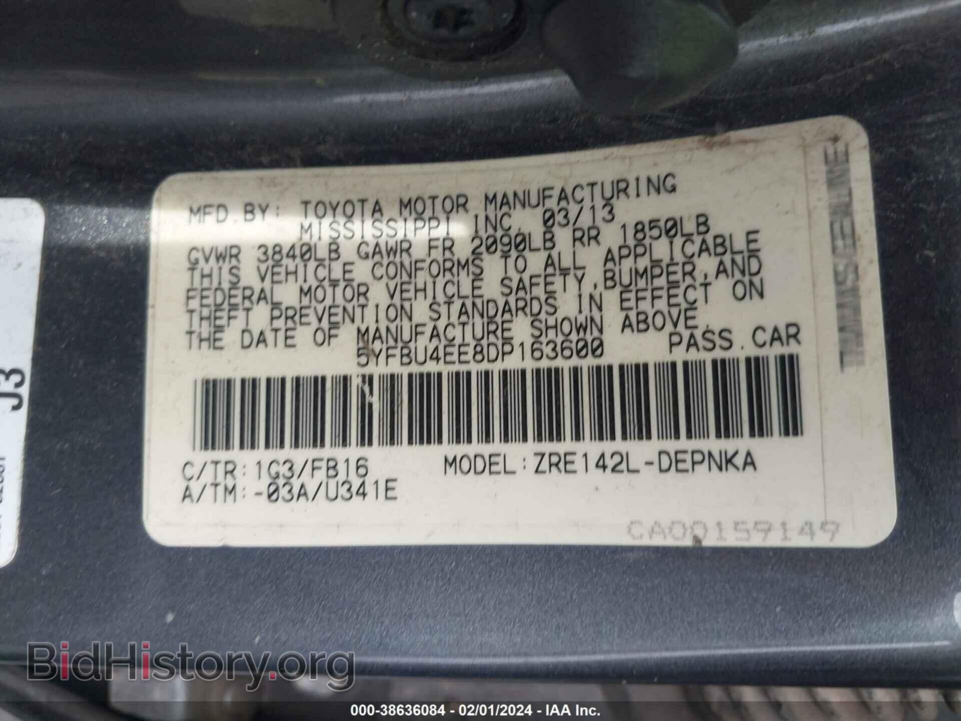 2013 TOYOTA COROLLA - VIN: 5YFBU4EE8DP163600 - Фото 9