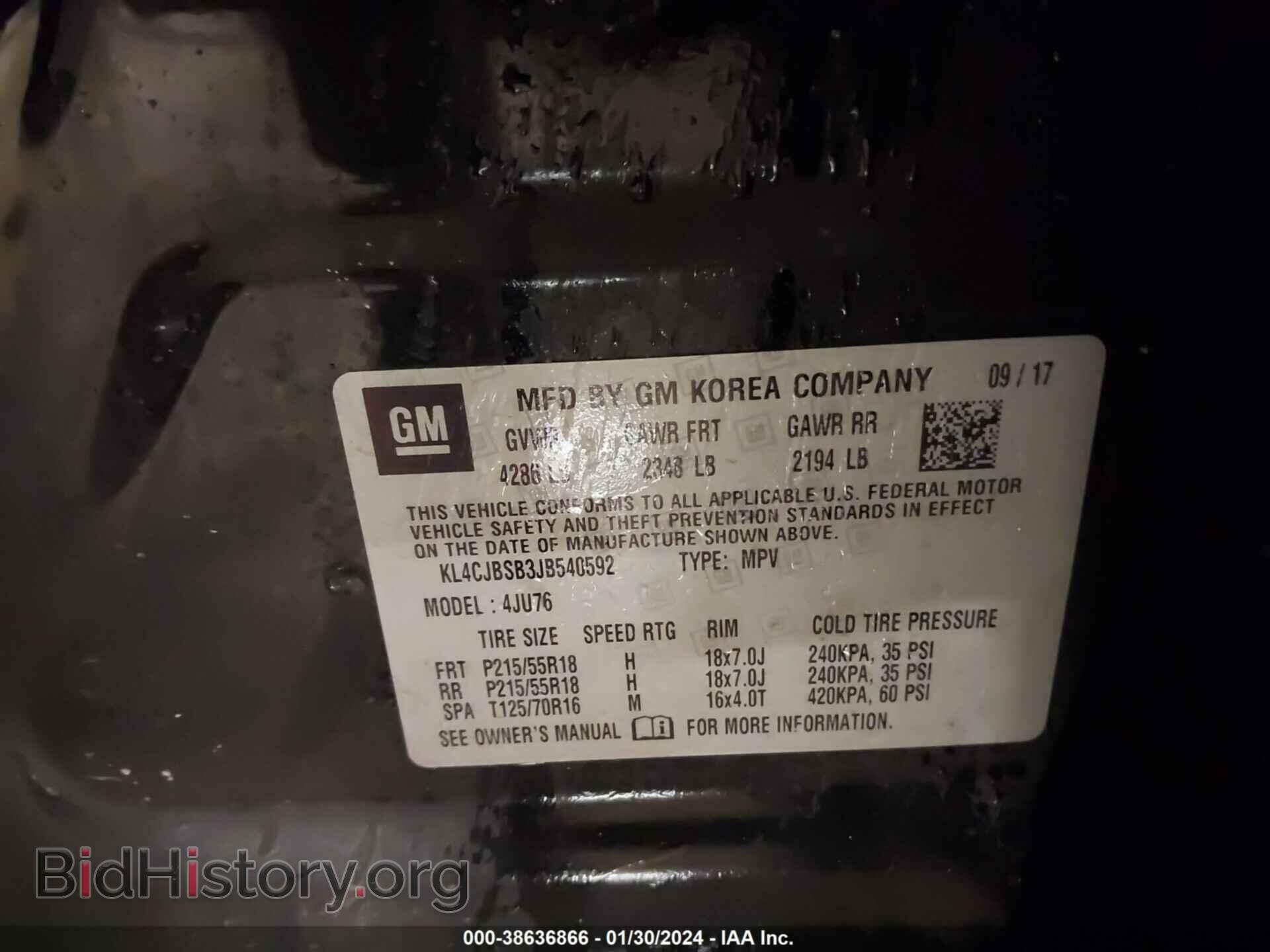 2018 BUICK ENCORE - VIN: KL4CJBSB3JB540592 - Фото 9