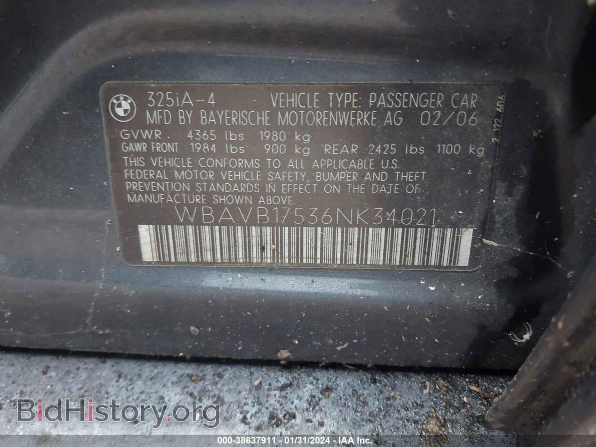 2006 BMW 325I - VIN: WBAVB17536NK34021 - Photo 9
