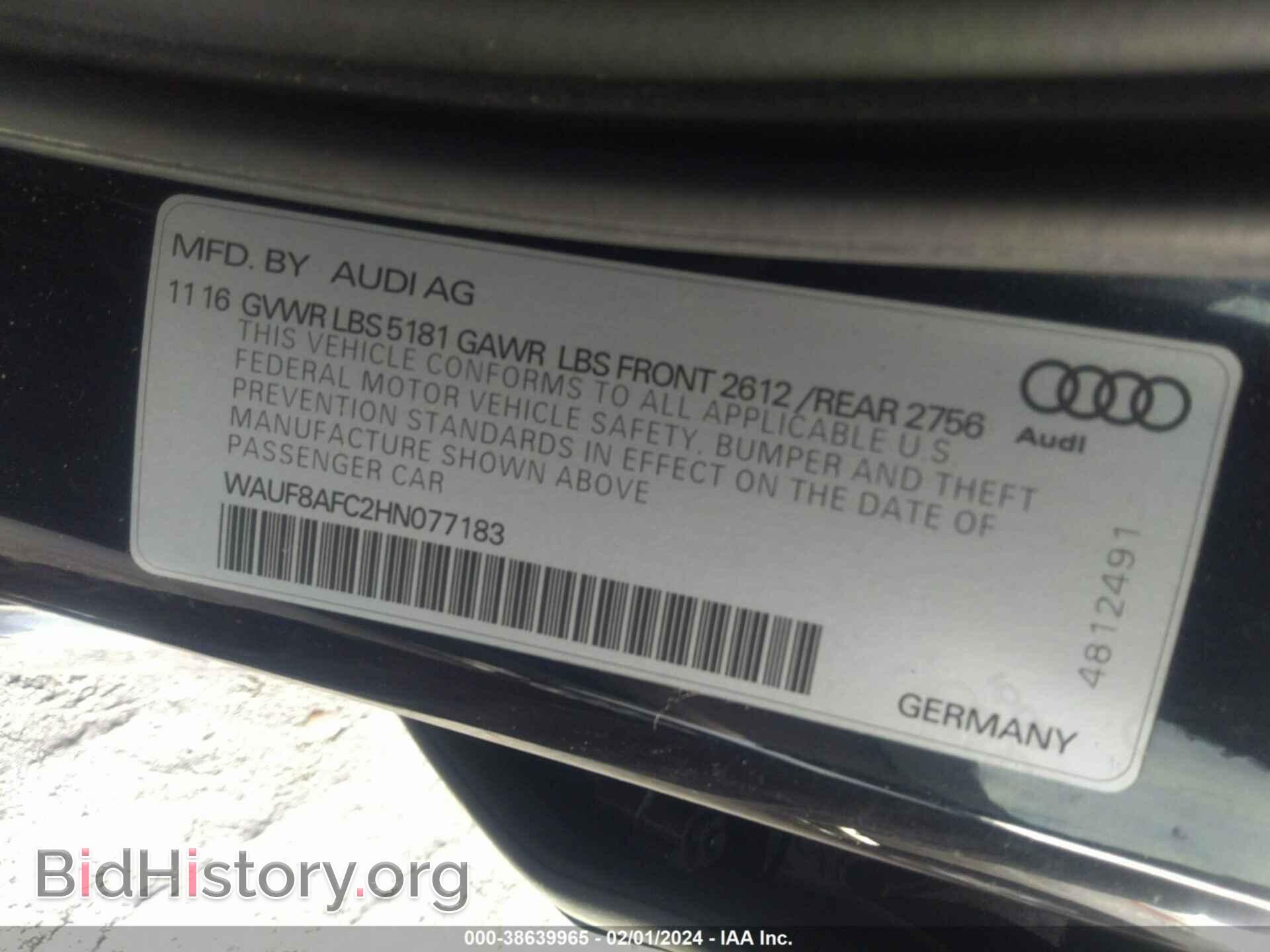 2017 AUDI A6 - VIN: WAUF8AFC2HN077183 - Фото 9