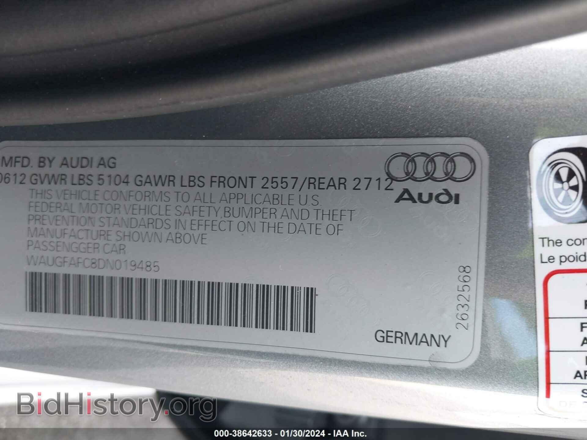 2013 AUDI A6 - VIN: WAUGFAFC8DN019485 - Фото 9