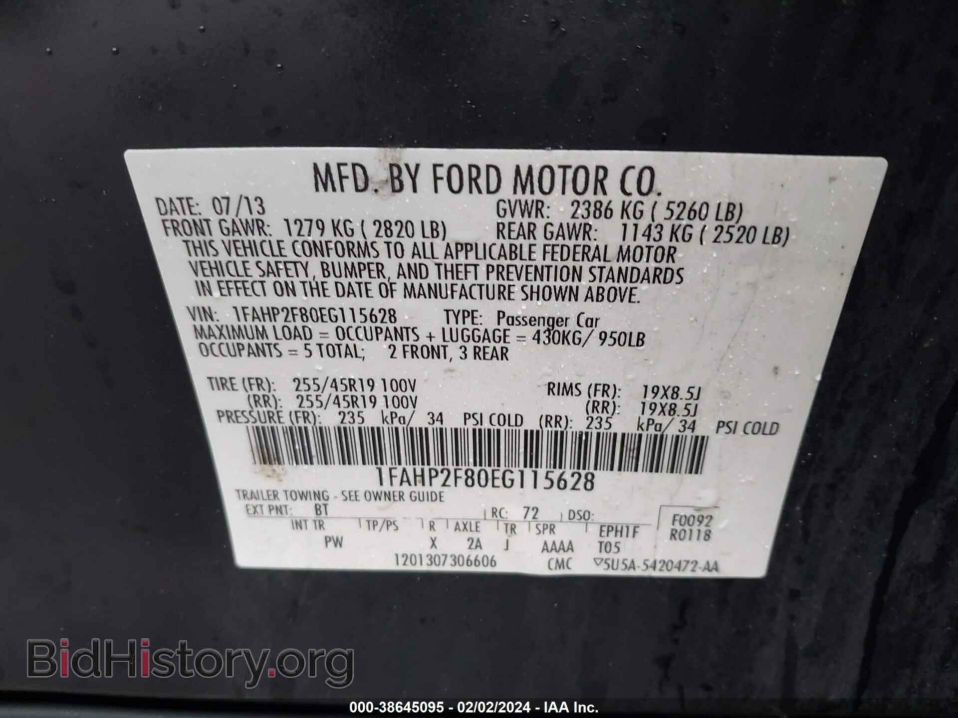 2014 FORD TAURUS - VIN: 1FAHP2F80EG115628 - Photo 9