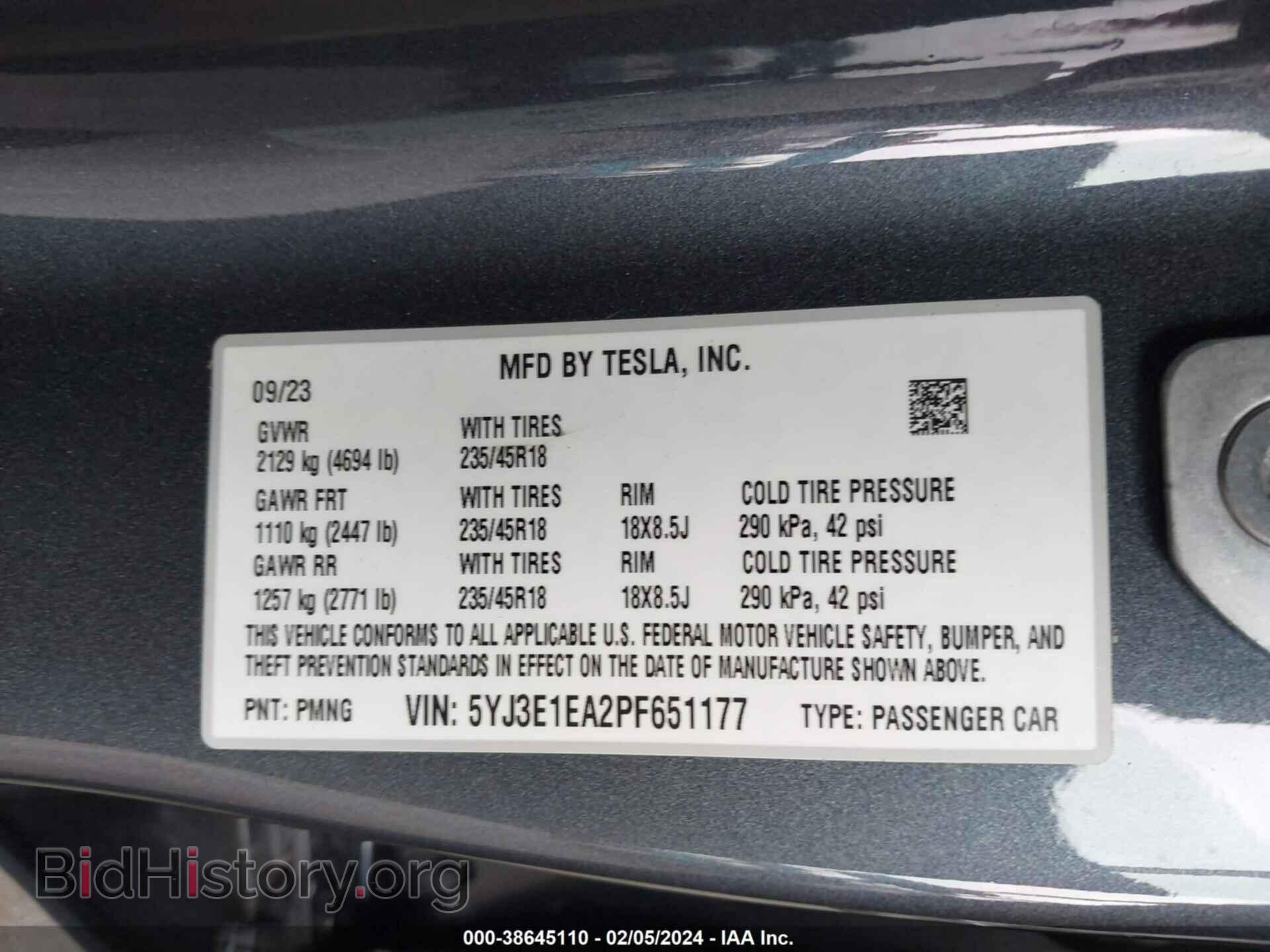 2023 TESLA MODEL 3 - VIN: 5YJ3E1EA2PF651177 - Фото 9