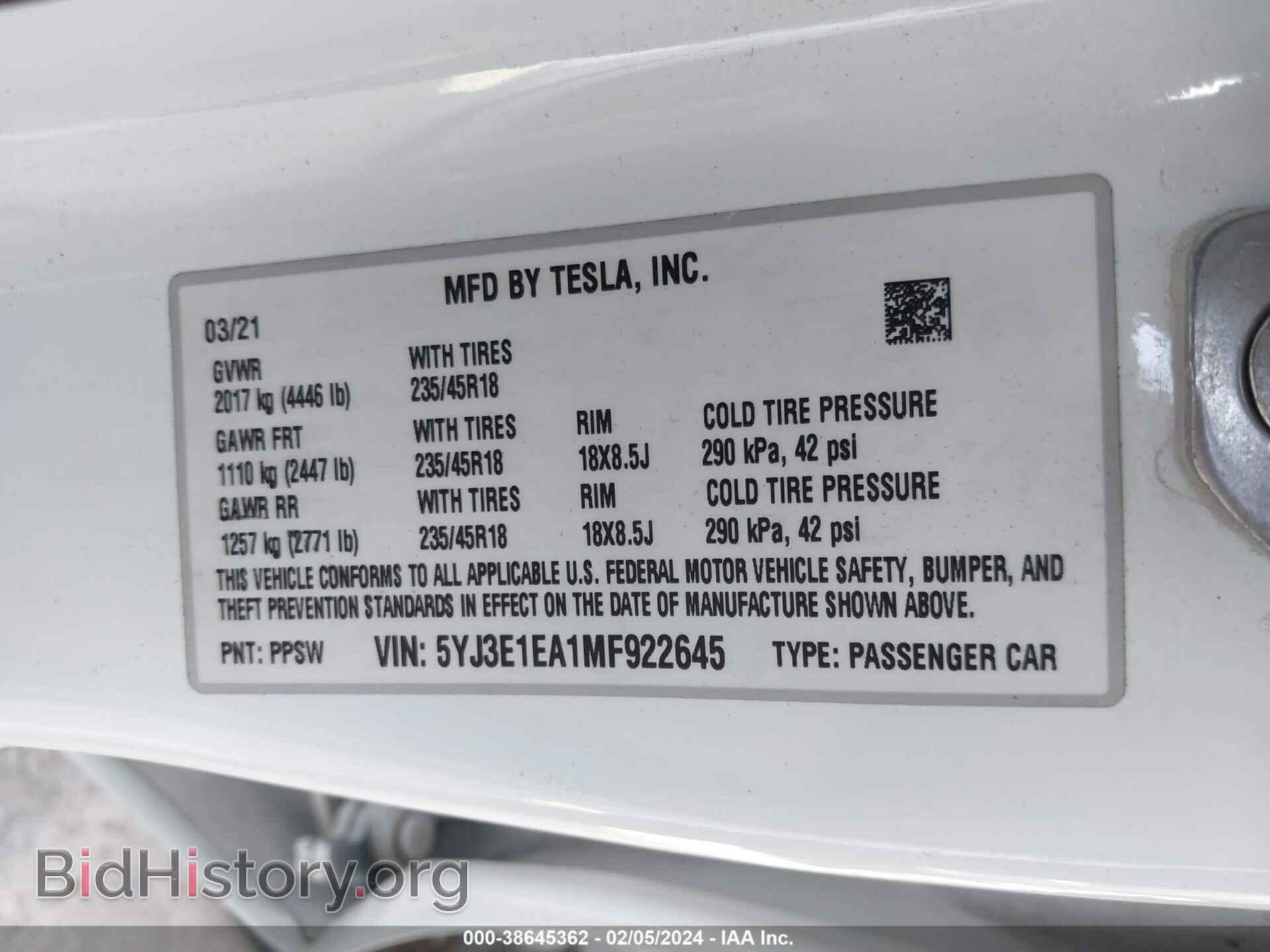 2021 TESLA MODEL 3 - VIN: 5YJ3E1EA1MF922645 - Photo 9