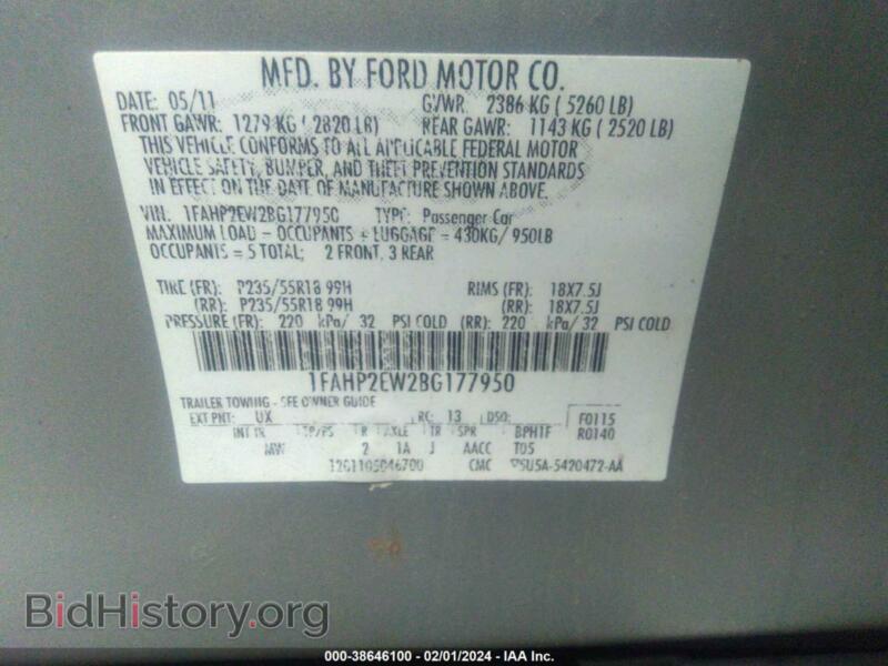2011 Ford TAURUS (VIN 1FAHP2EW2BG177950) — фото 9 из 11