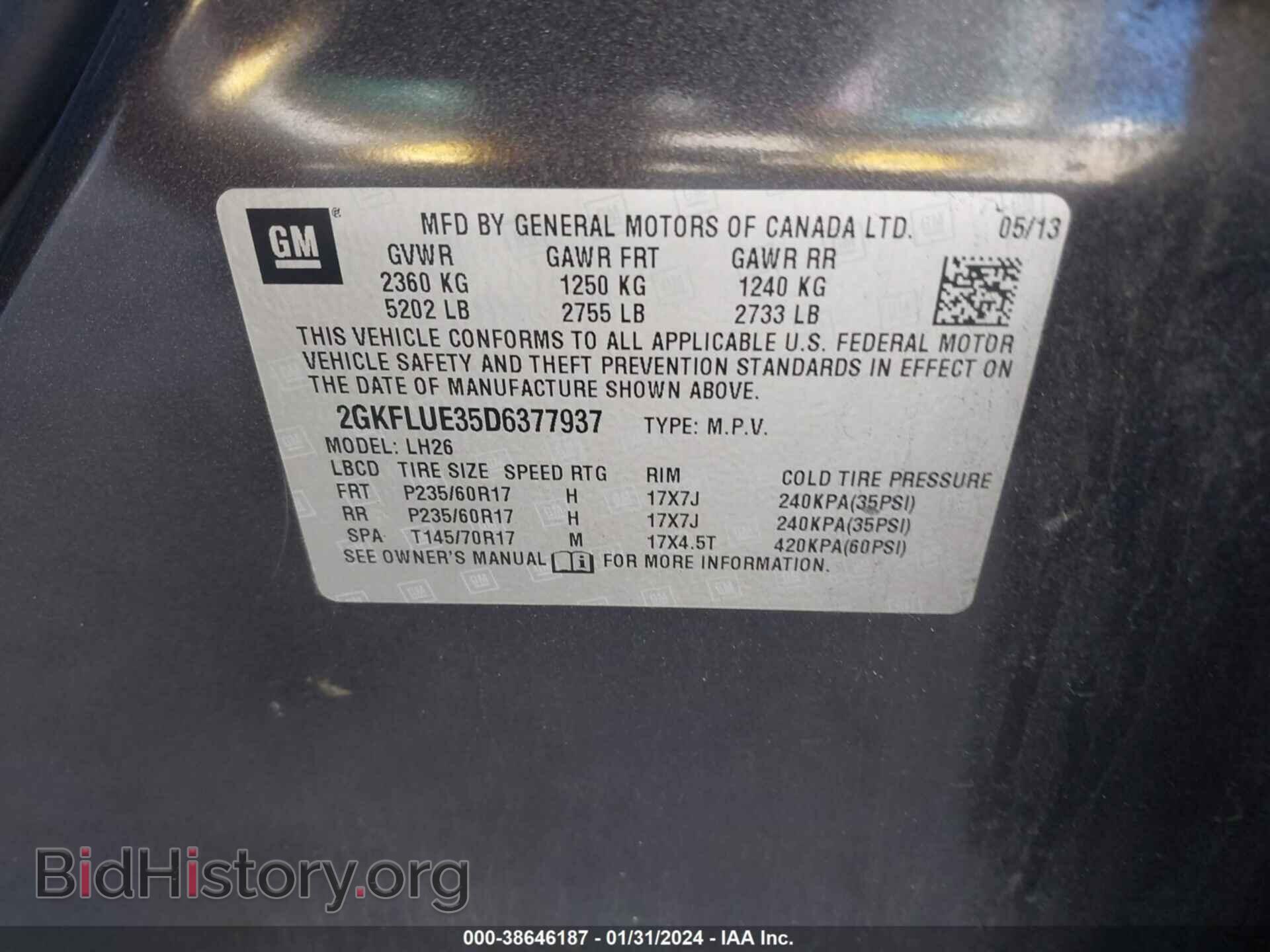 2013 GMC TERRAIN - VIN: 2GKFLUE35D6377937 - Фото 9
