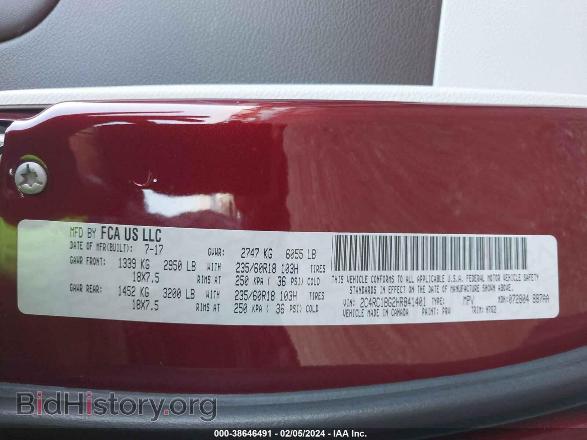 2017 CHRYSLER PACIFICA - VIN: 2C4RC1BG2HR841401 - Photo 9