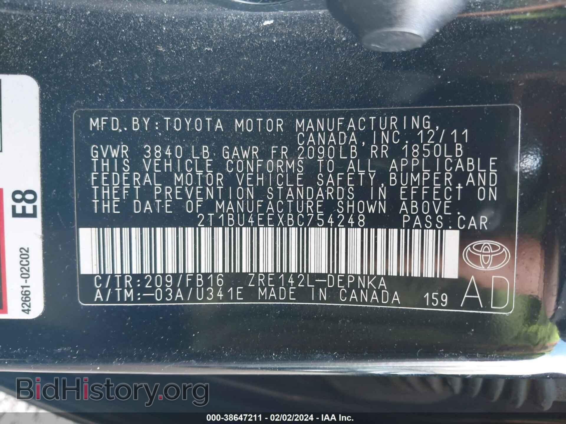 2011 TOYOTA COROLLA - VIN: 2T1BU4EEXBC754248 - Фото 9