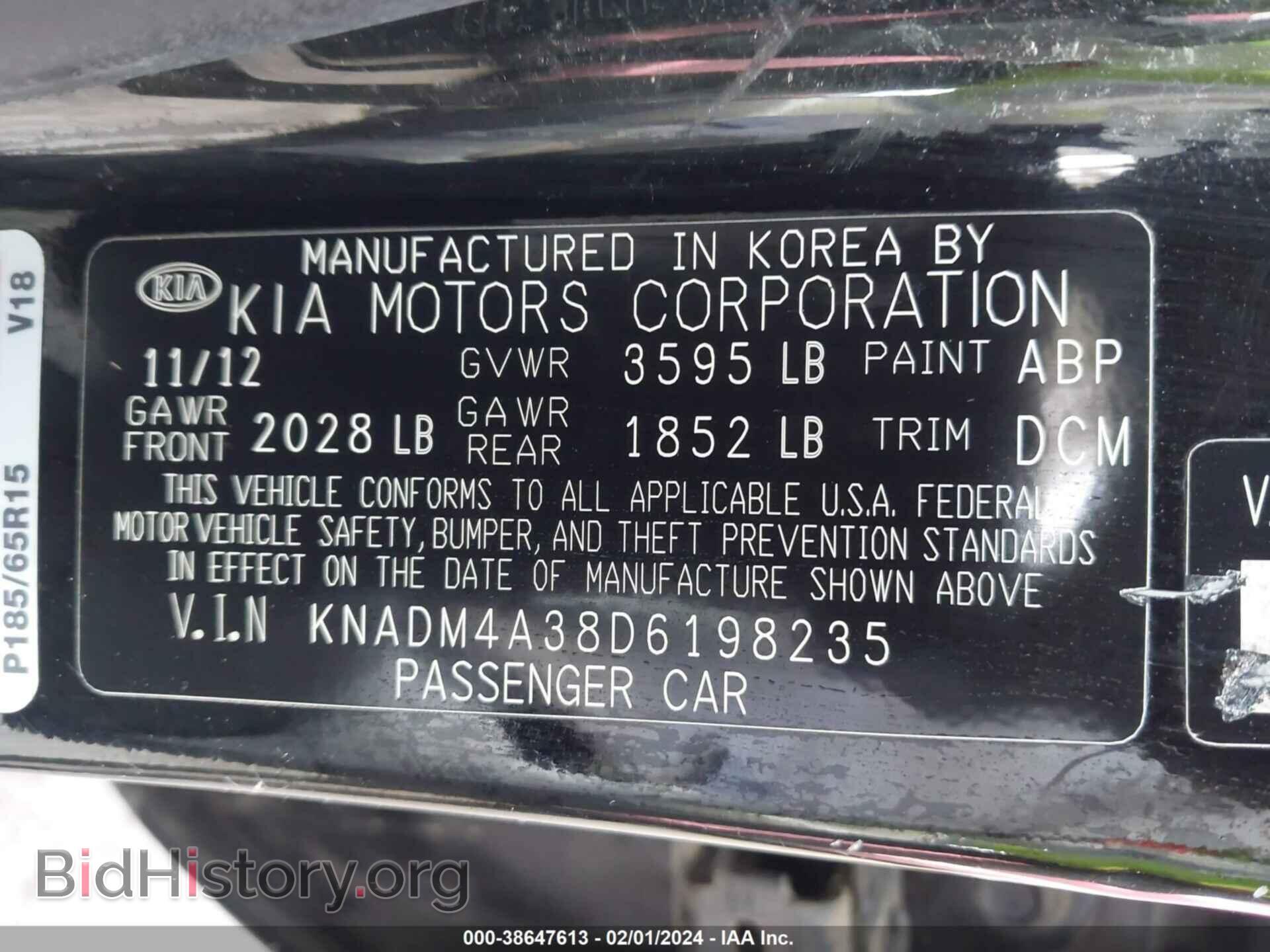 2013 KIA RIO - VIN: KNADM4A38D6198235 - Фото 9