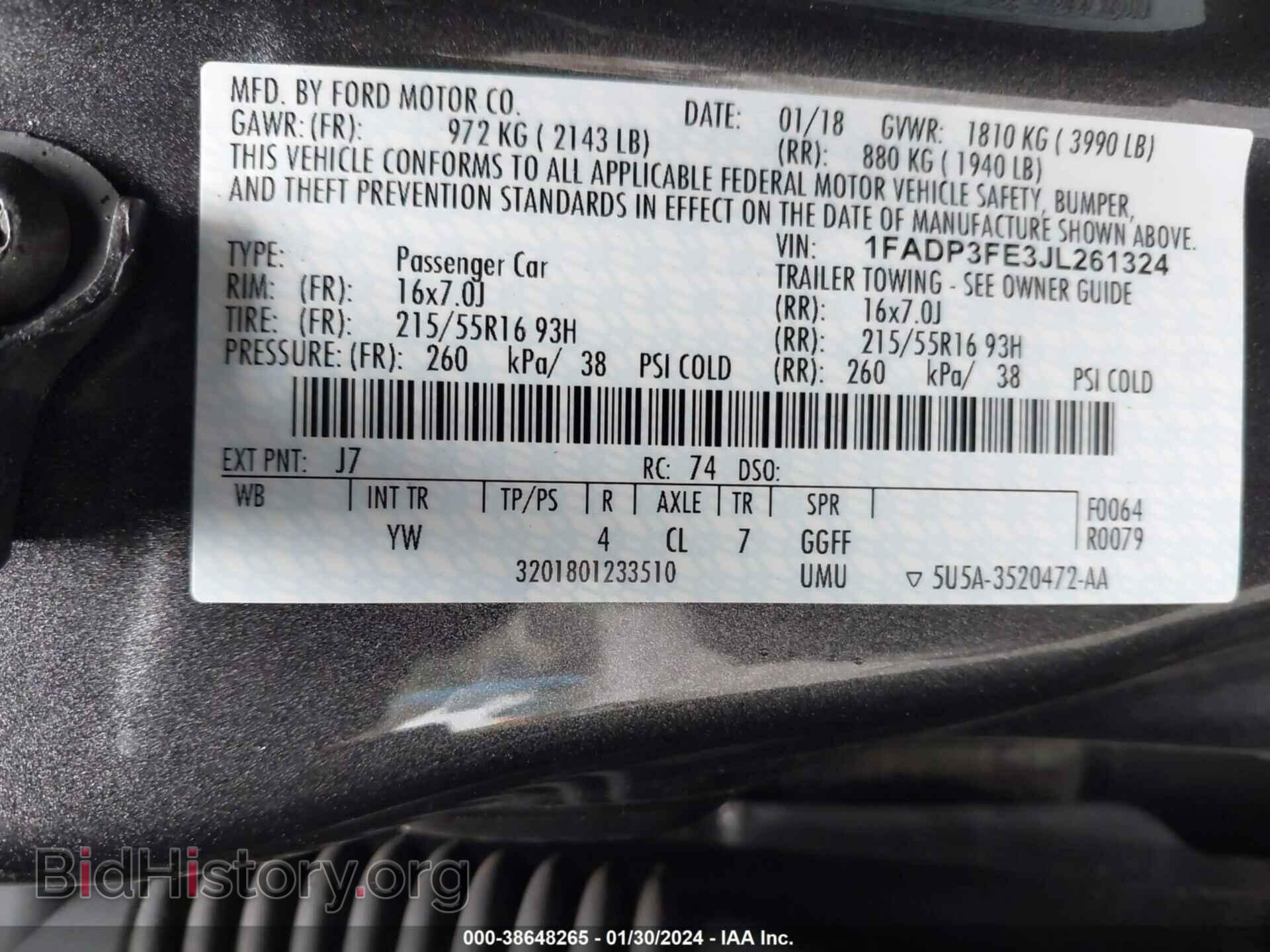 2018 FORD FOCUS - VIN: 1FADP3FE3JL261324 - Фото 9