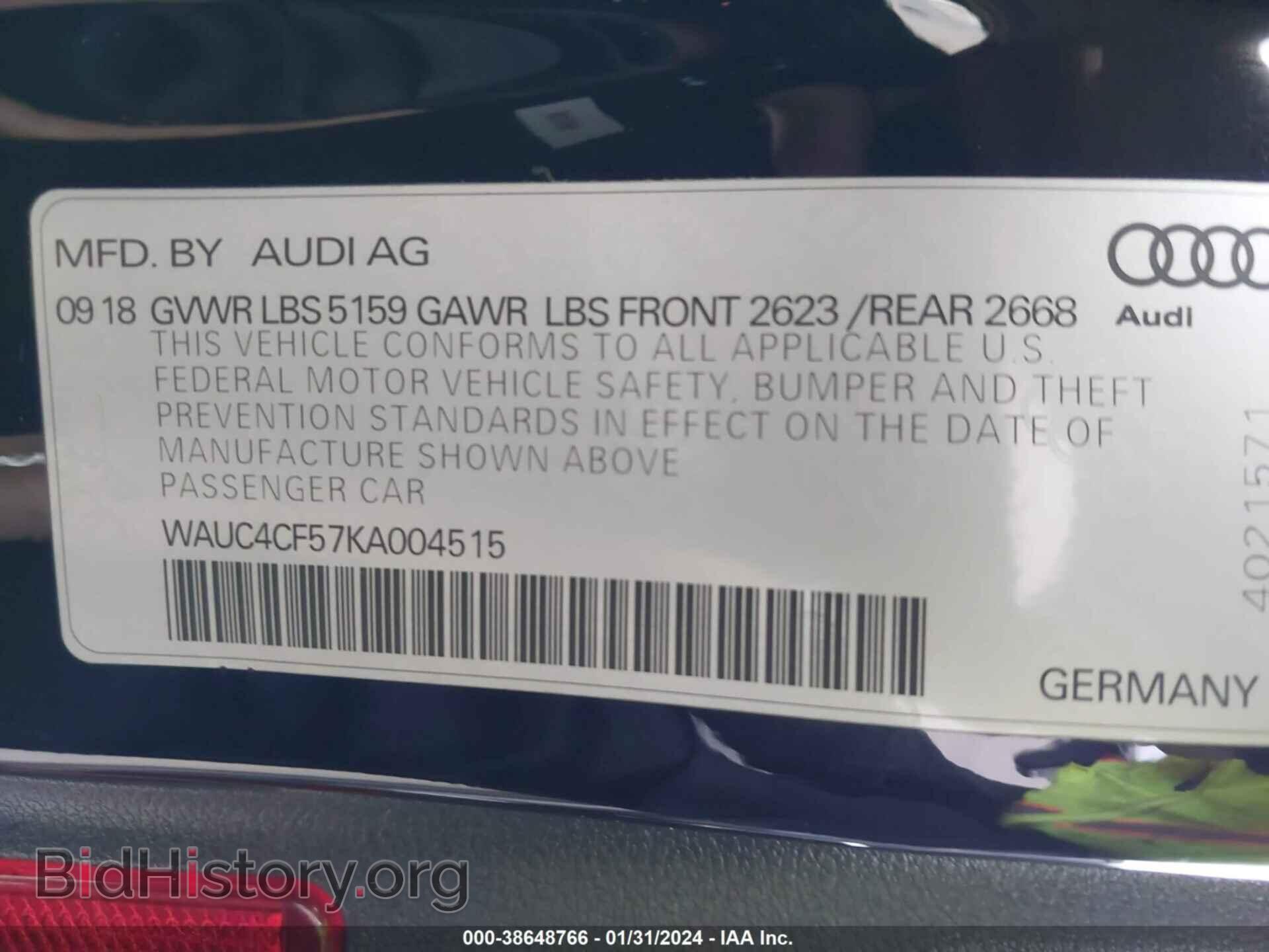 2019 AUDI S5 - VIN: WAUC4CF57KA004515 - Photo 9