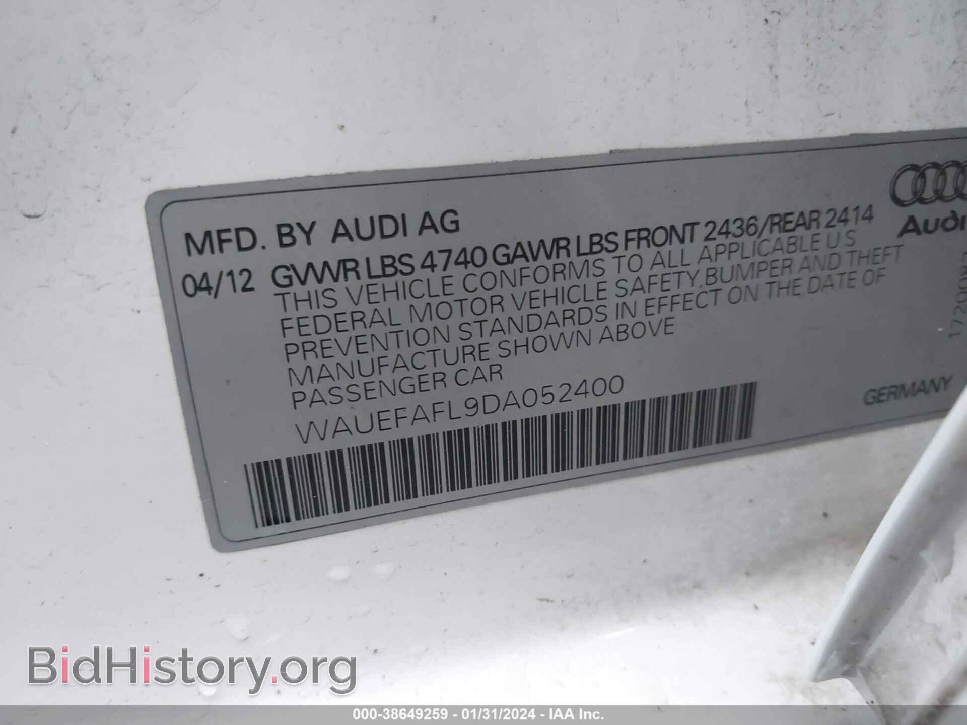 2013 AUDI A4 - VIN: WAUEFAFL9DA052400 - Фото 9
