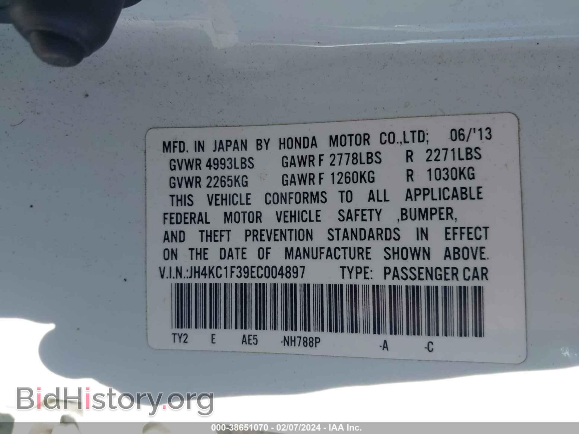 2014 ACURA RLX - VIN: JH4KC1F39EC004897 - Фото 9