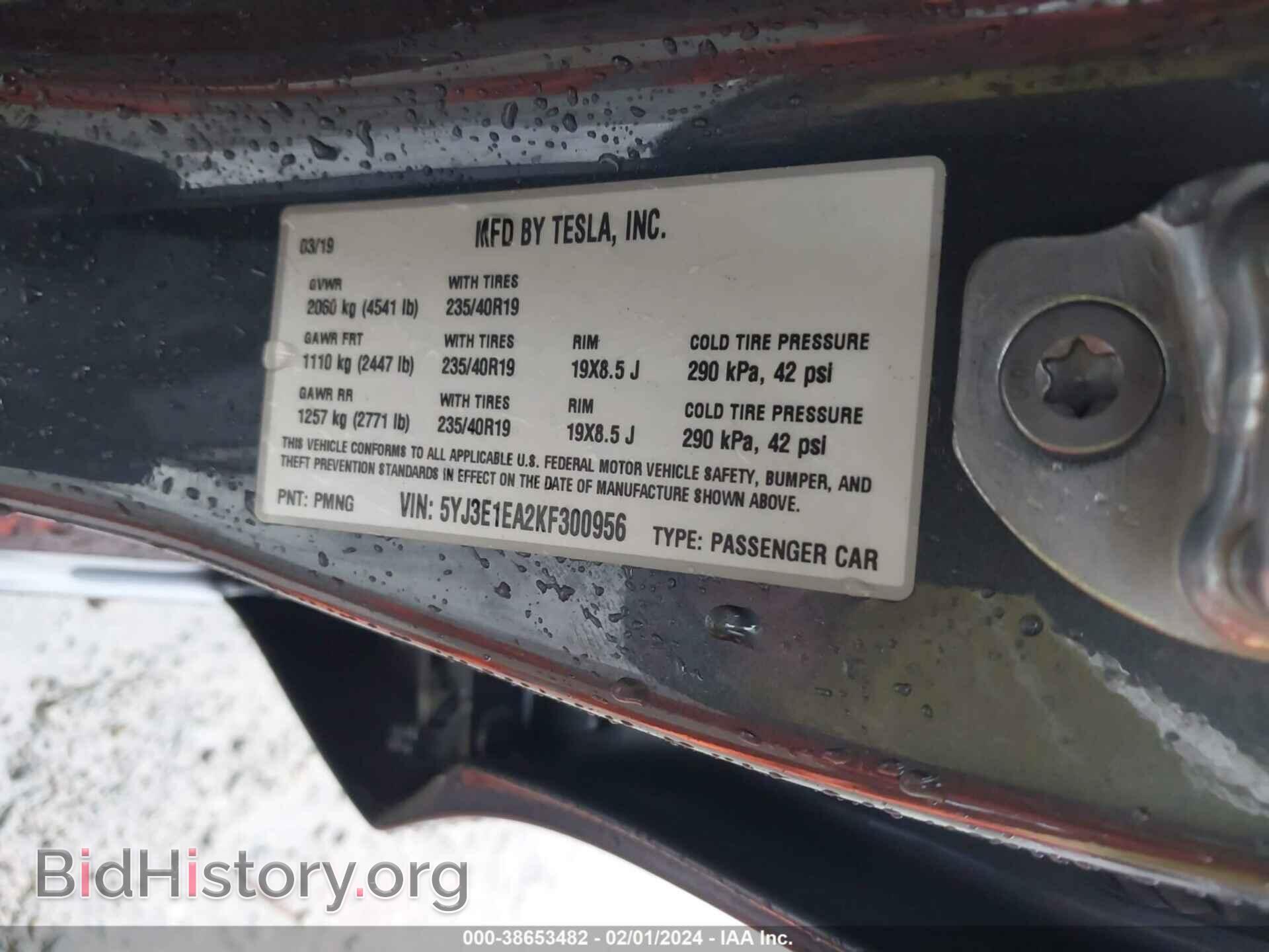 2019 TESLA MODEL 3 - VIN: 5YJ3E1EA2KF300956 - Фото 9