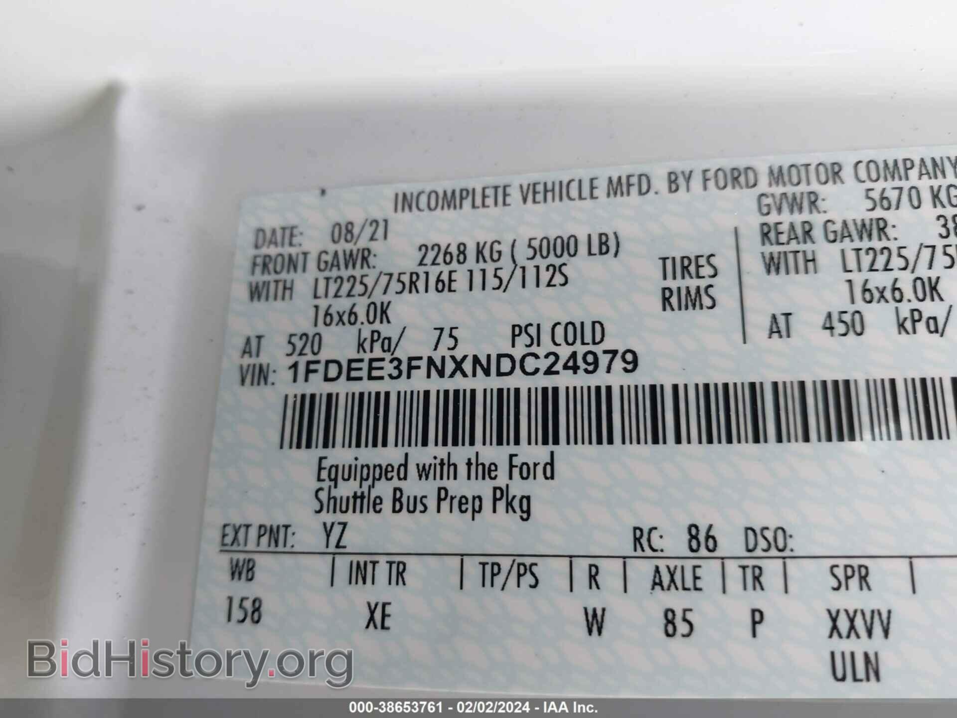 2022 FORD E-350 CUTAWAY - VIN: 1FDEE3FNXNDC24979 - Фото 9