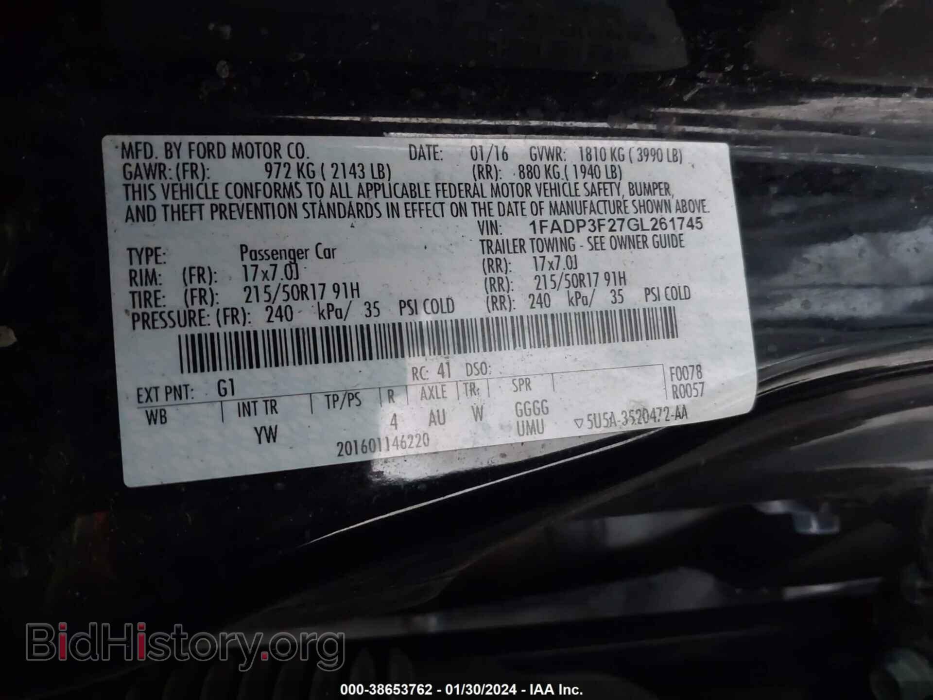 2016 FORD FOCUS - VIN: 1FADP3F27GL261745 - Фото 9