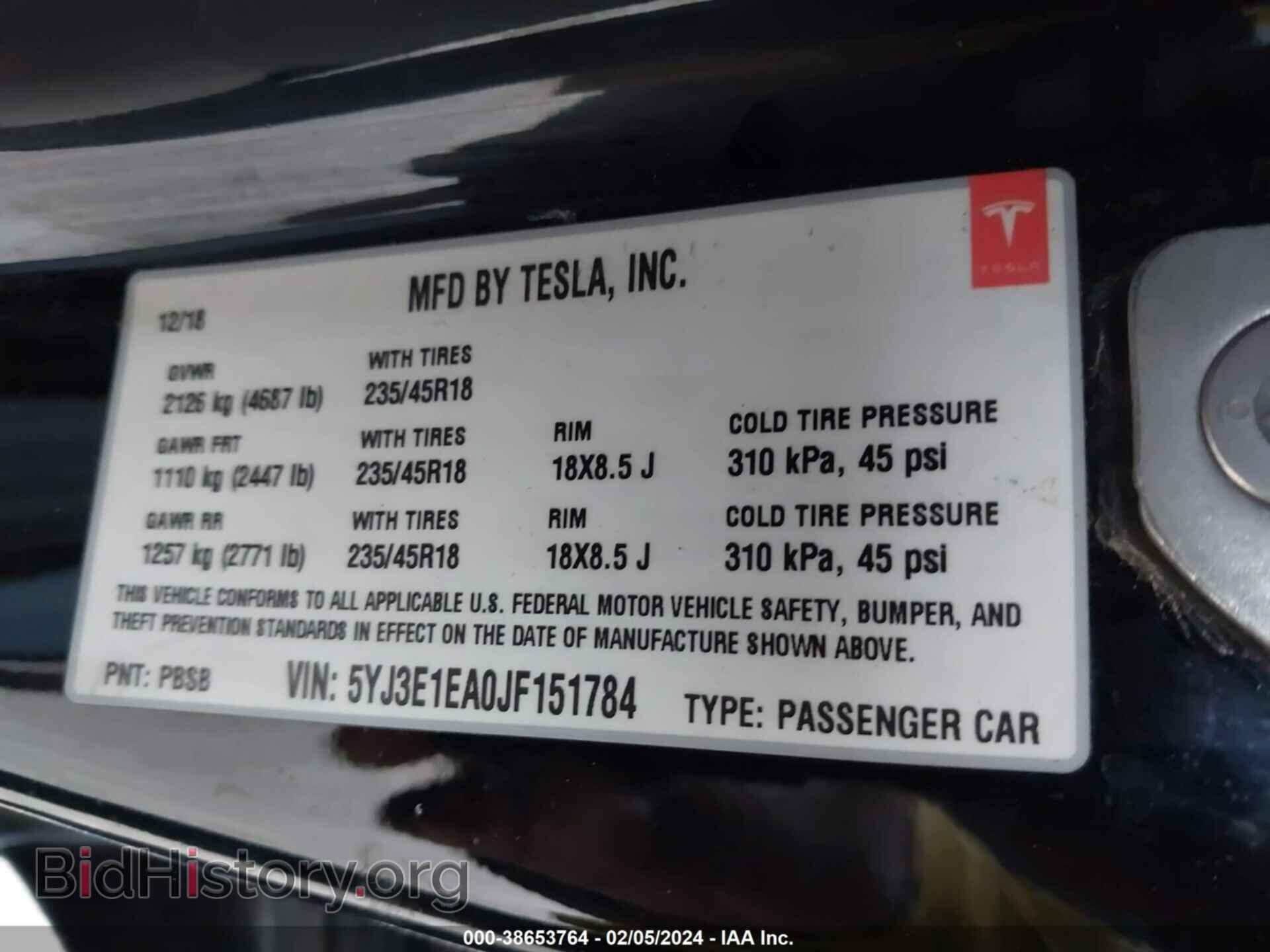 2018 TESLA MODEL 3 - VIN: 5YJ3E1EA0JF151784 - Photo 9
