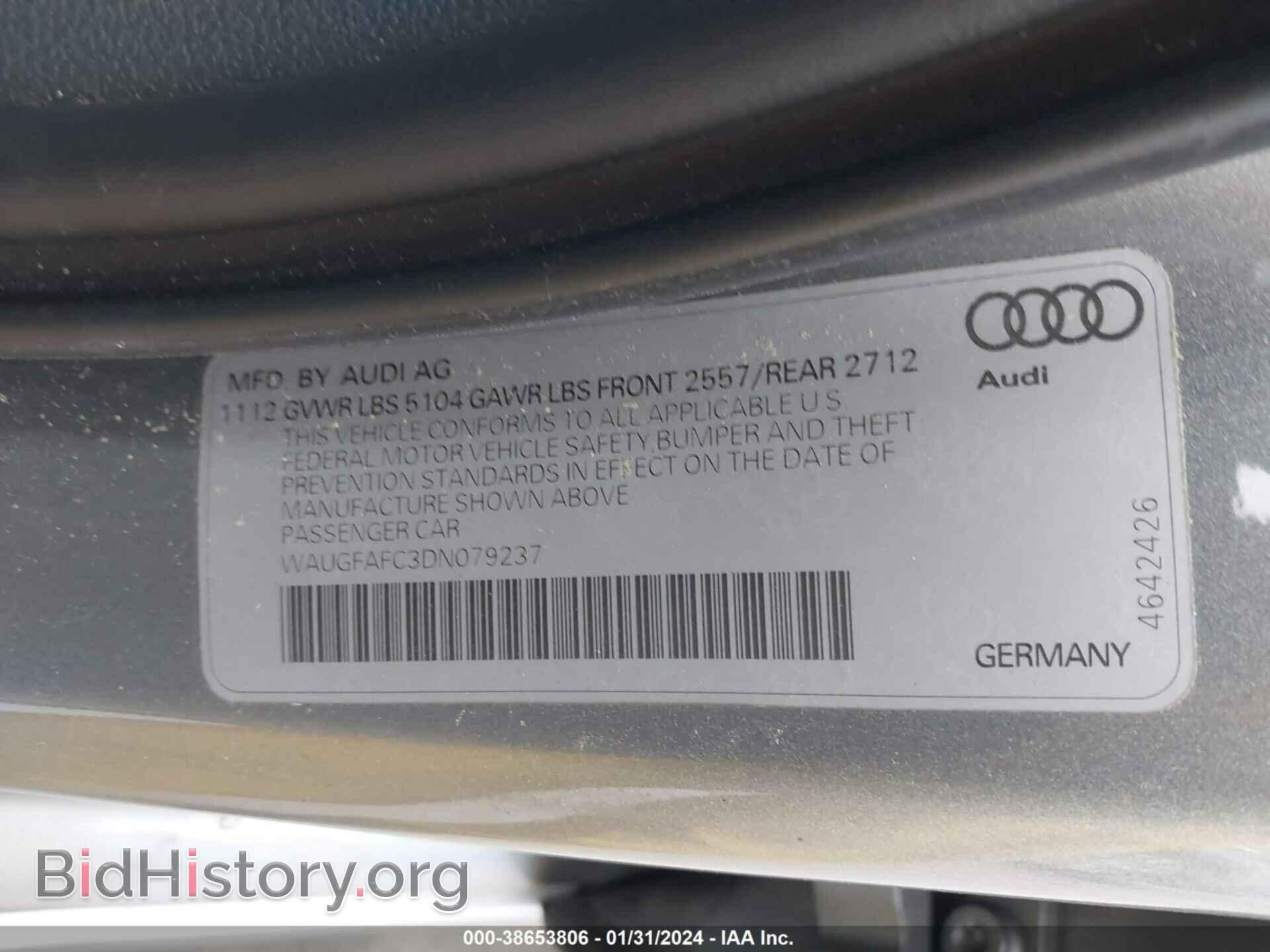 2013 AUDI A6 - VIN: WAUGFAFC3DN079237 - Фото 9