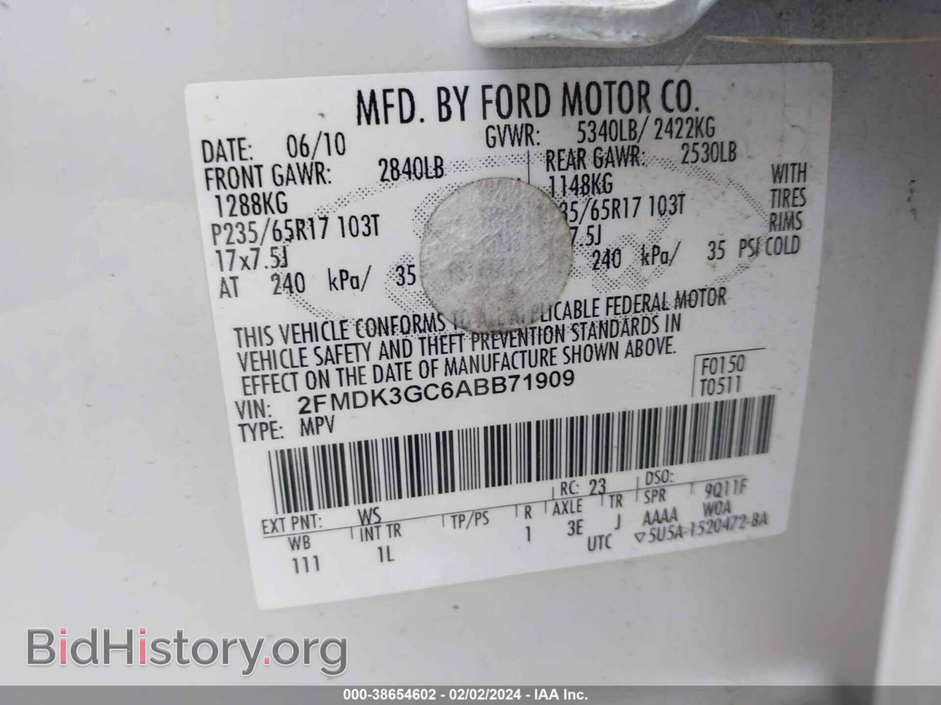 2010 FORD EDGE - VIN: 2FMDK3GC6ABB71909 - Фото 9
