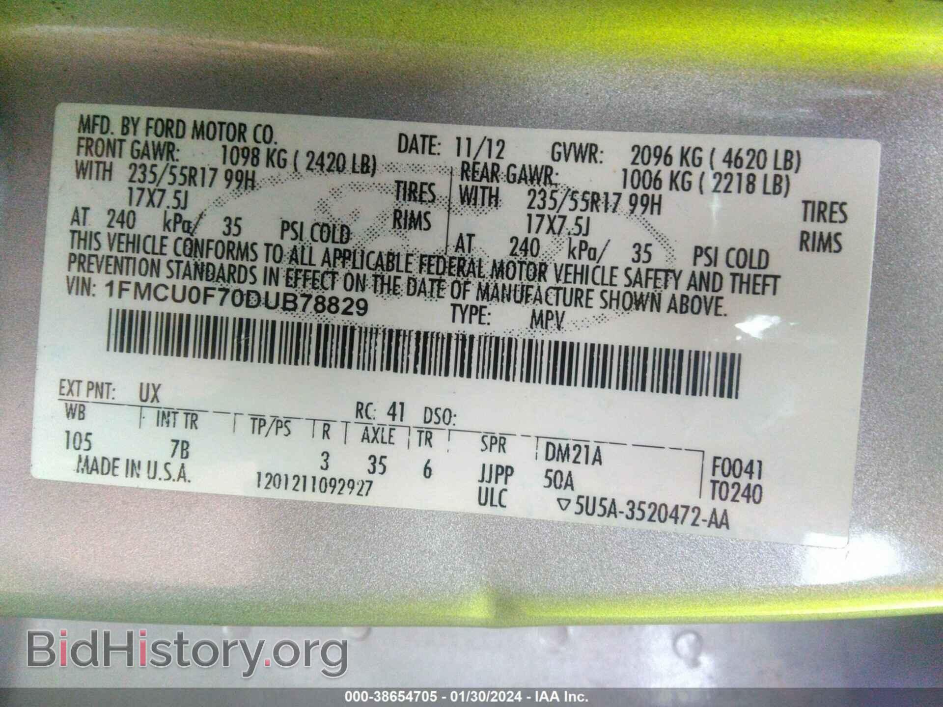 2013 FORD ESCAPE - VIN: 1FMCU0F70DUB78829 - Photo 9