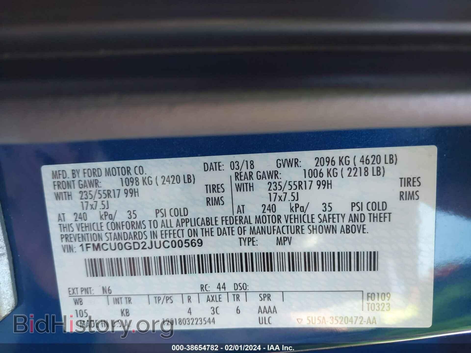 2018 FORD ESCAPE - VIN: 1FMCU0GD2JUC00569 - Photo 9