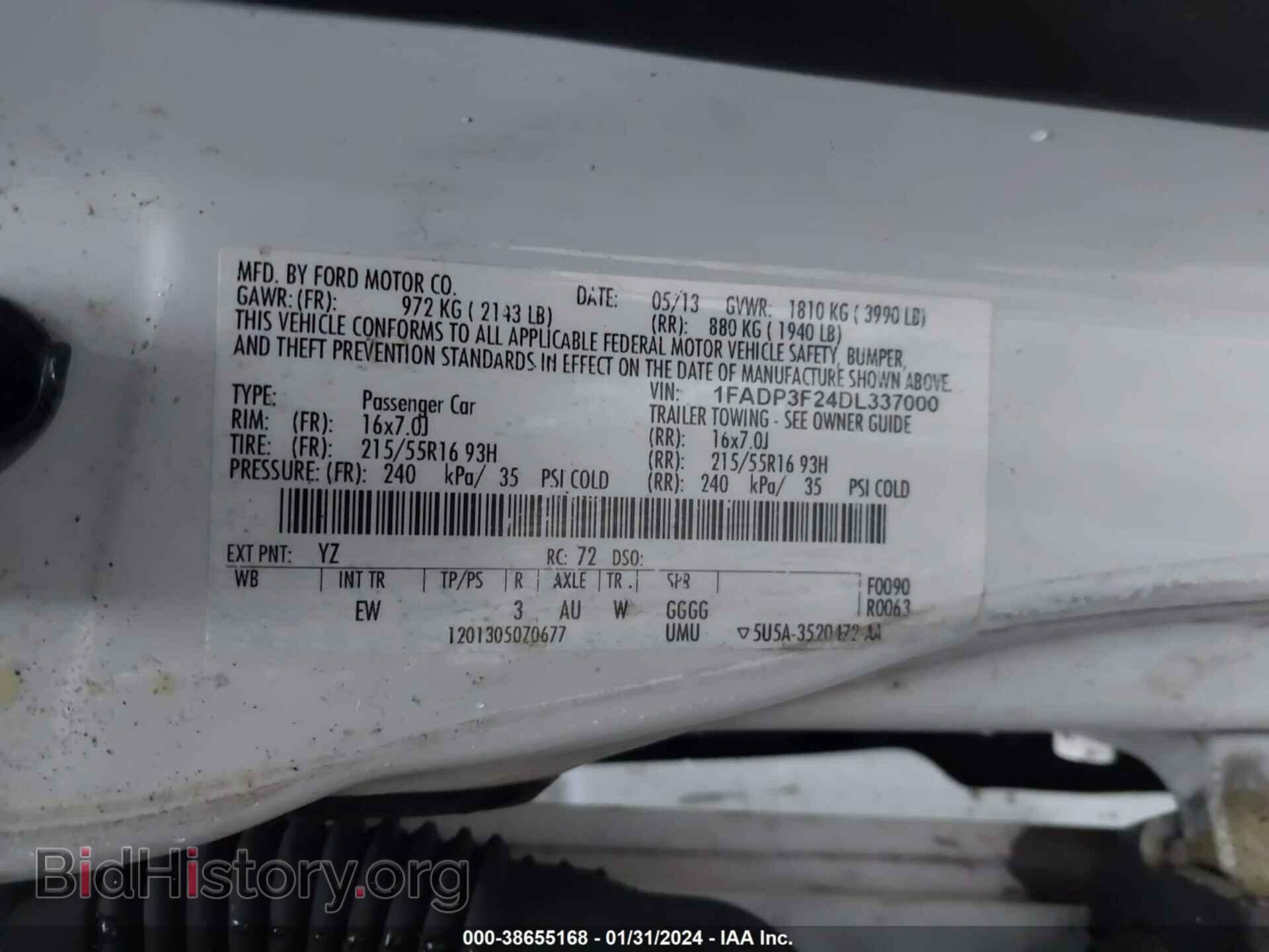 2013 FORD FOCUS - VIN: 1FADP3F24DL337000 - Фото 9