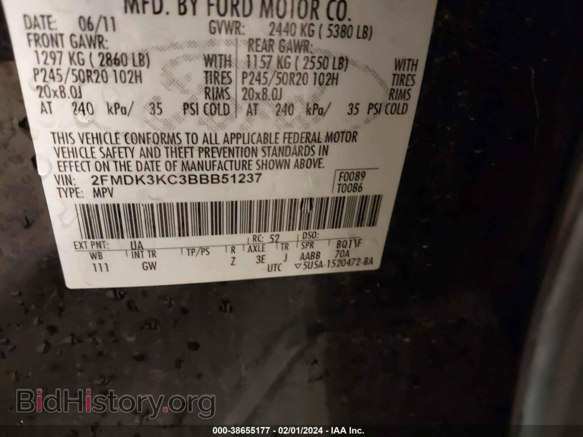 2011 FORD EDGE - VIN: 2FMDK3KC3BBB51237 - Photo 9