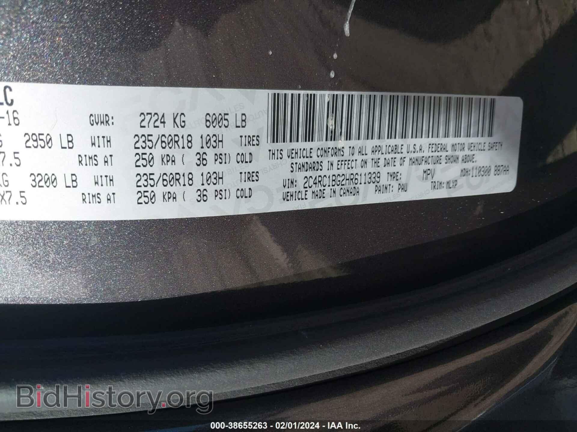 2017 CHRYSLER PACIFICA - VIN: 2C4RC1BG2HR611339 - Photo 9