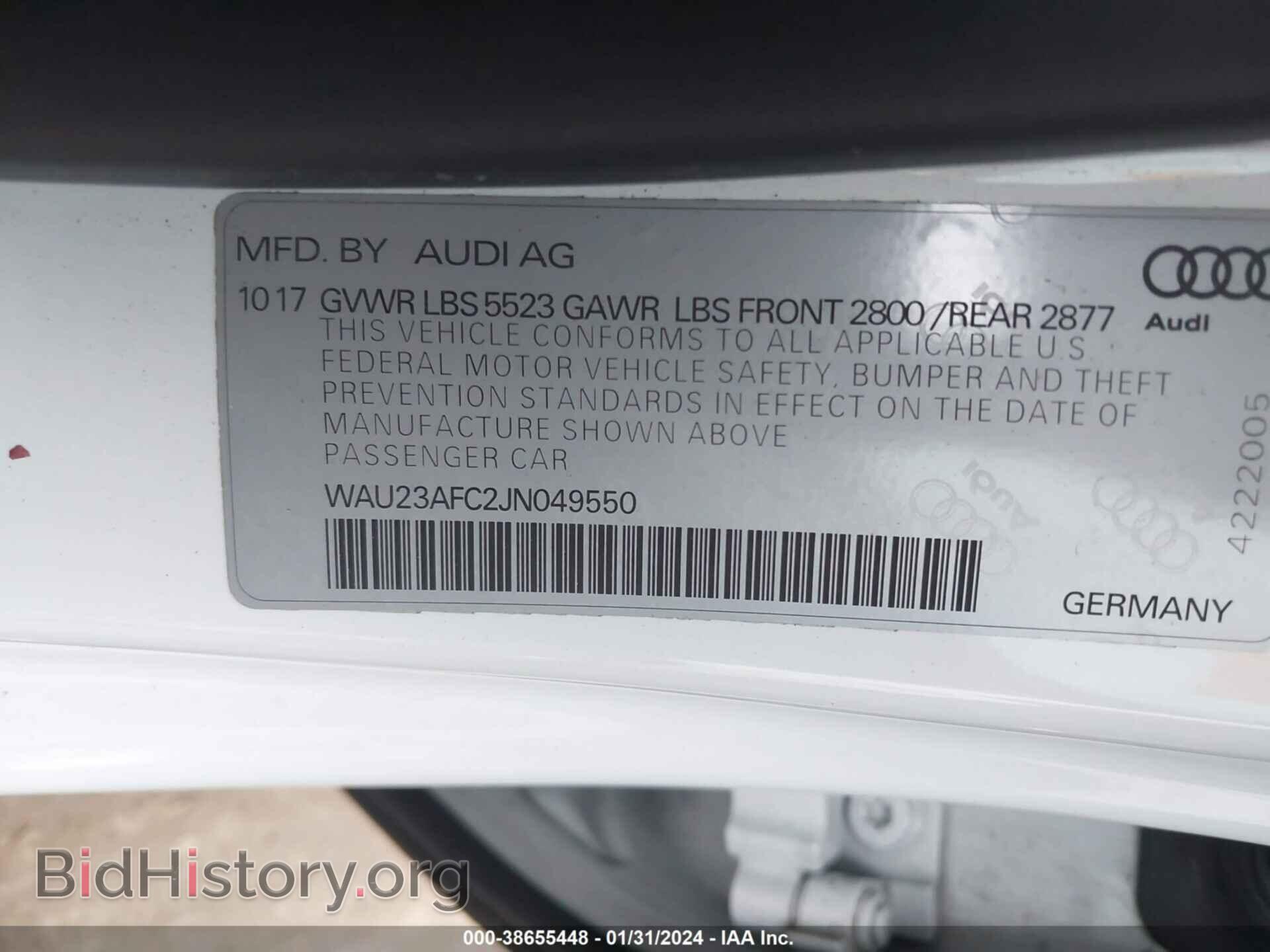 2018 AUDI A7 - VIN: WAU23AFC2JN049550 - Фото 9