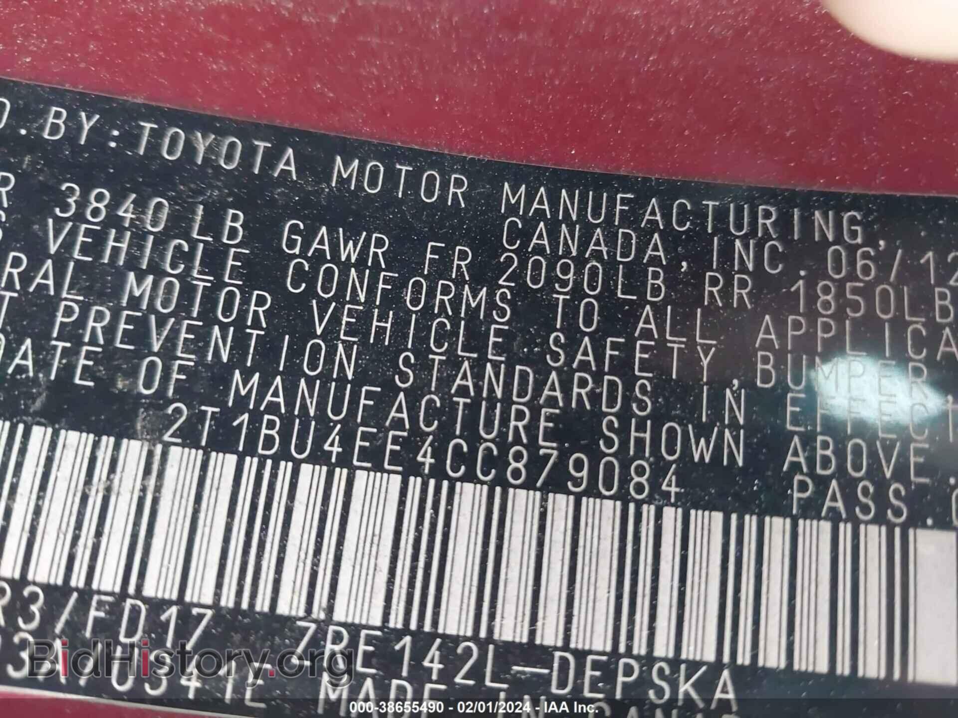 2012 TOYOTA COROLLA - VIN: 2T1BU4EE4CC879084 - Фото 9