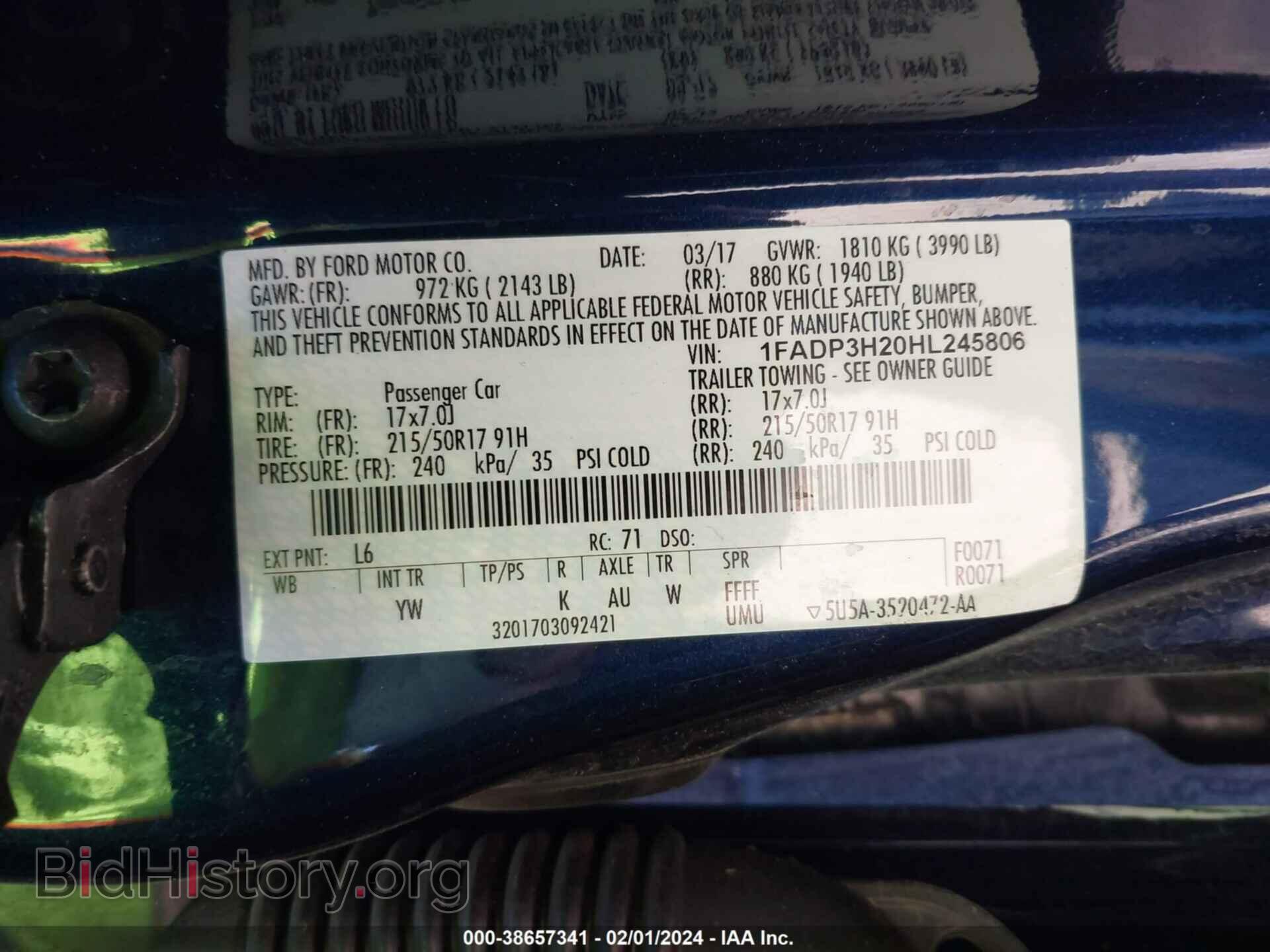 2017 FORD FOCUS - VIN: 1FADP3H20HL245806 - Фото 9