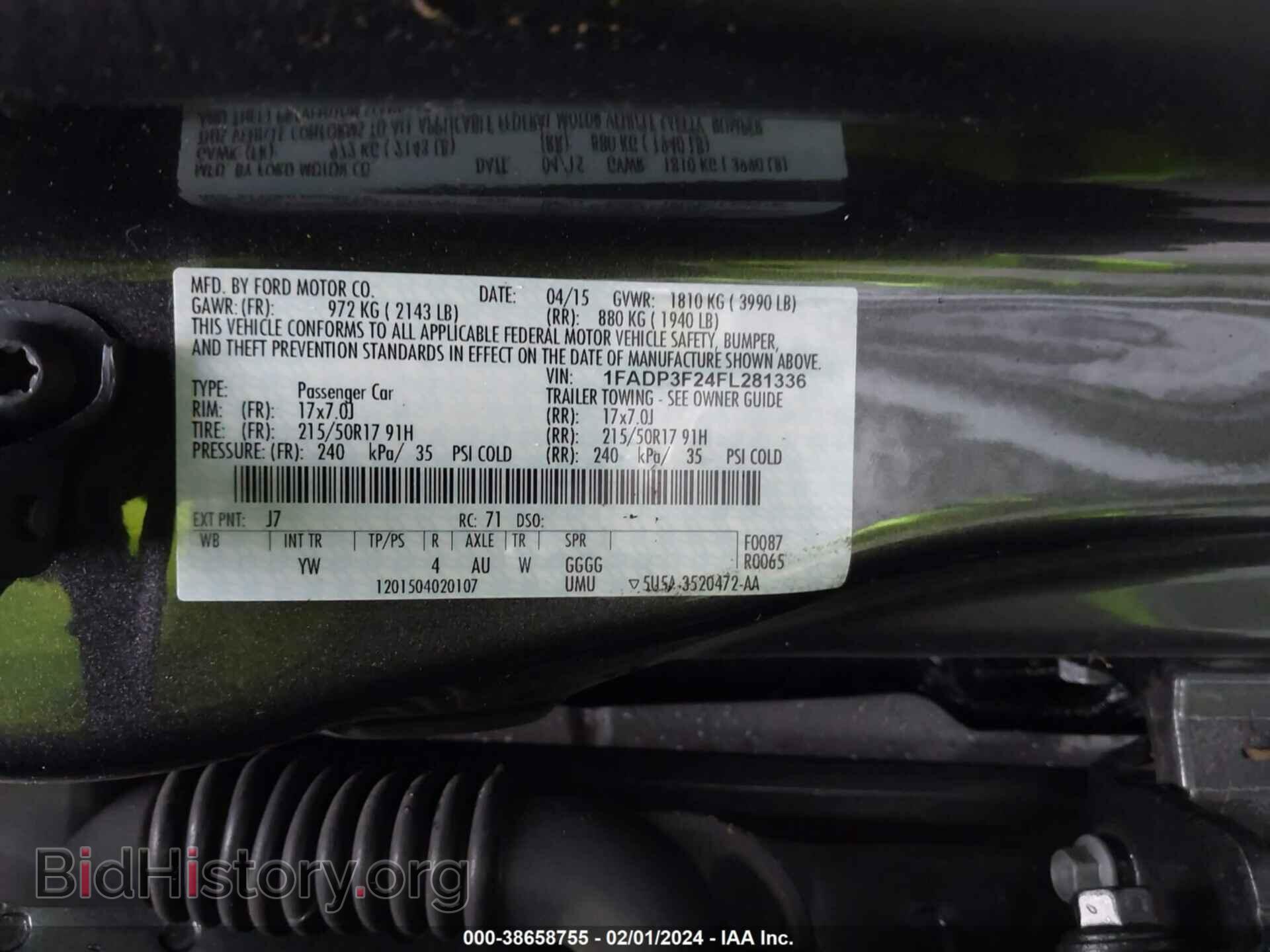 2015 FORD FOCUS - VIN: 1FADP3F24FL281336 - Фото 9