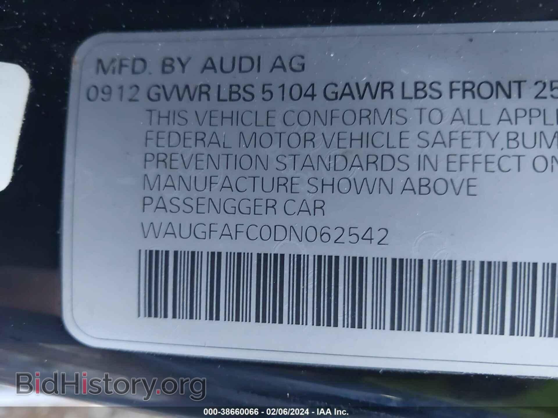 2013 AUDI A6 - VIN: WAUGFAFC0DN062542 - Фото 9