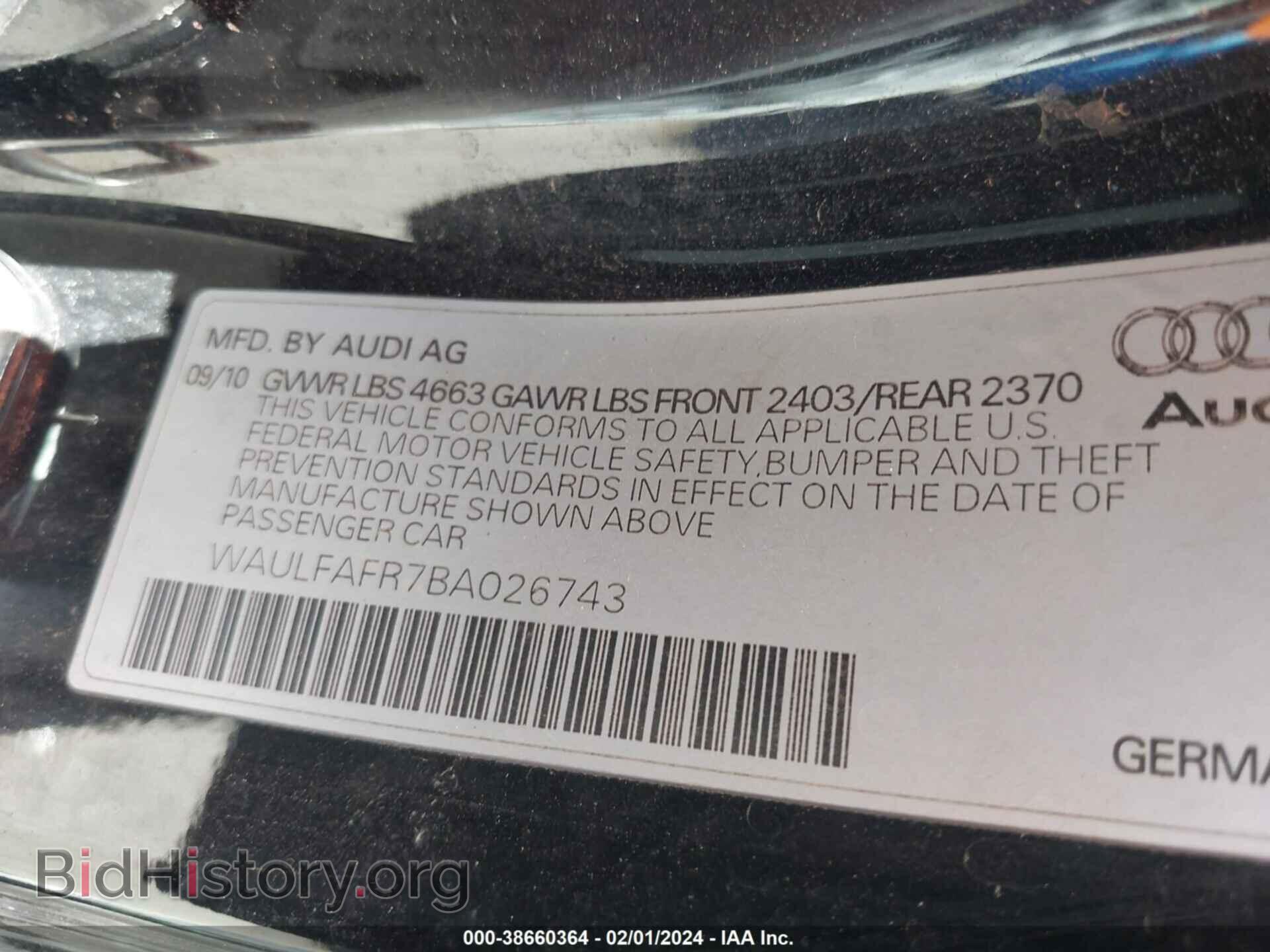 2011 AUDI A5 - VIN: WAULFAFR7BA026743 - Фото 9