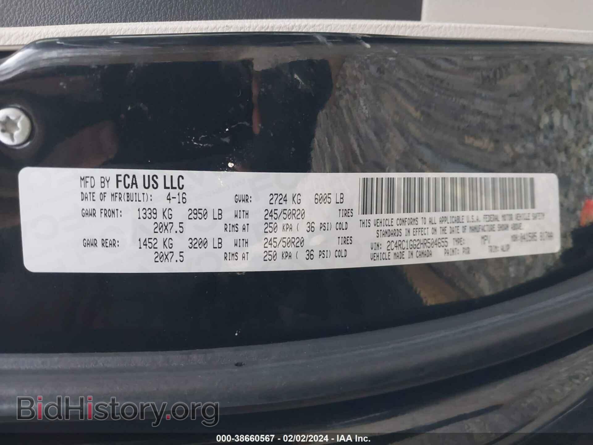 2017 CHRYSLER PACIFICA - VIN: 2C4RC1GG2HR504655 - Photo 9