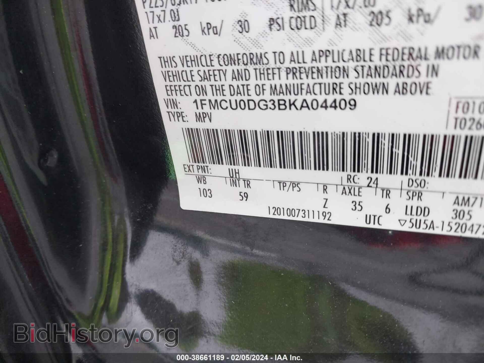 2011 FORD ESCAPE - VIN: 1FMCU0DG3BKA04409 - Фото 9