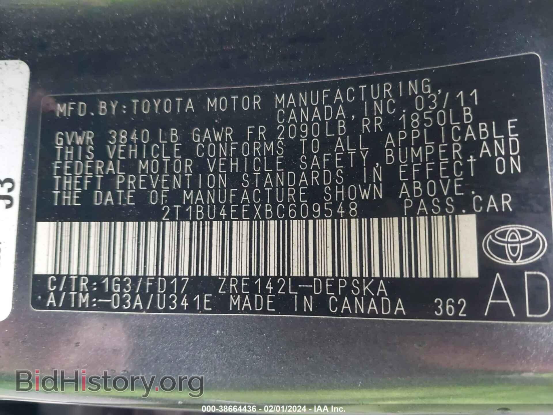 2011 TOYOTA COROLLA - VIN: 2T1BU4EEXBC609548 - Фото 9