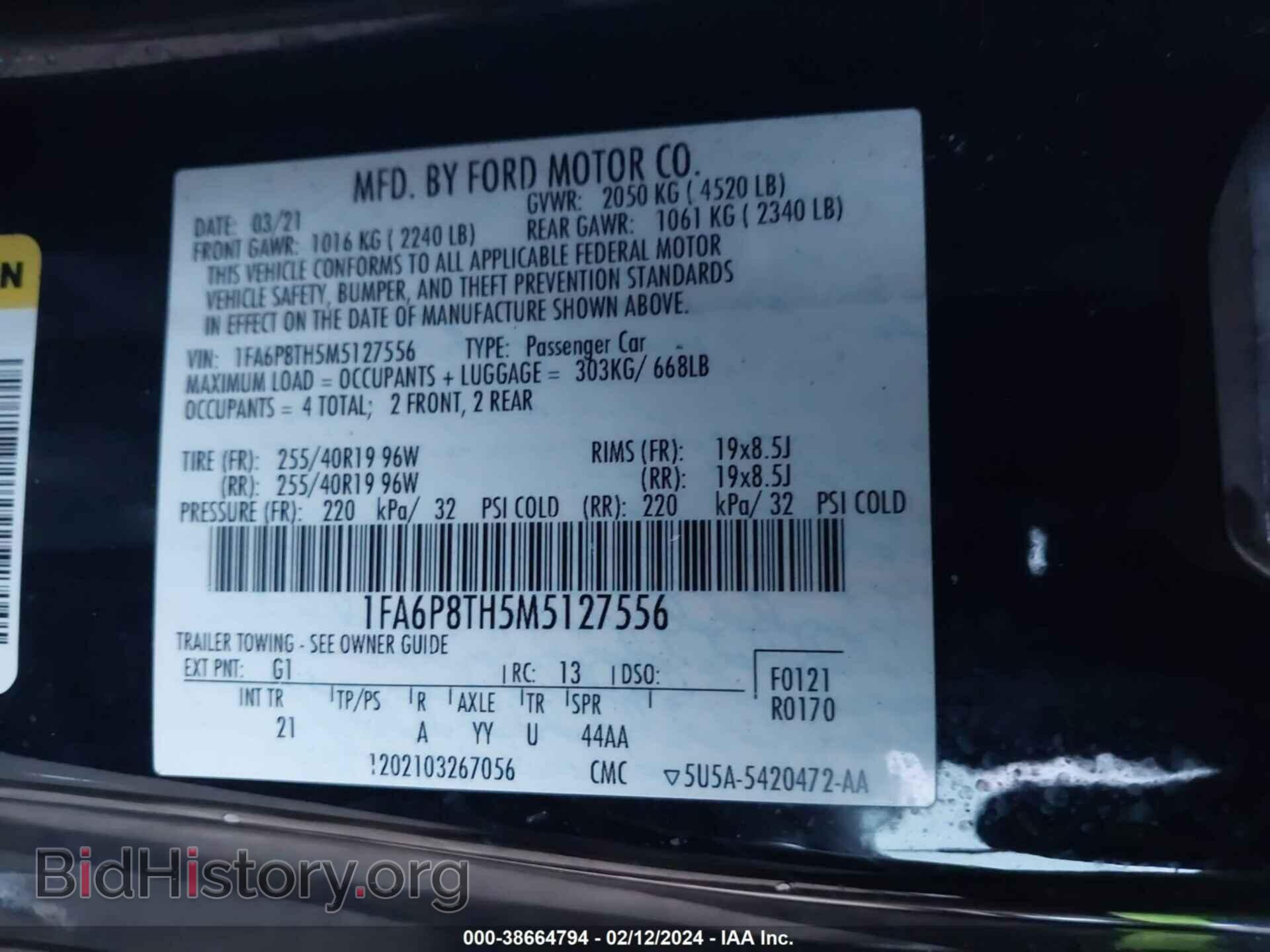 2021 FORD MUSTANG - VIN: 1FA6P8TH5M5127556 - Photo 9